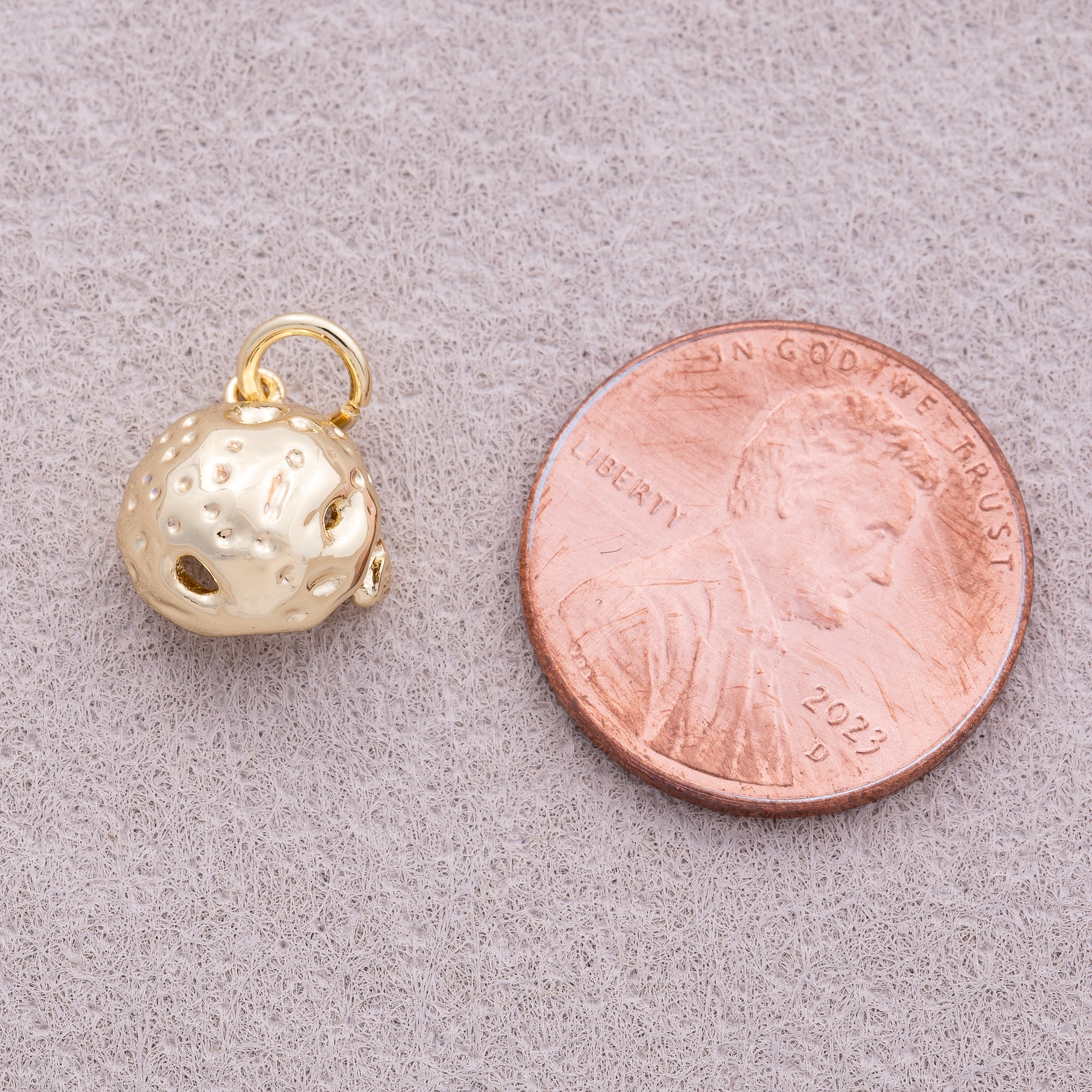 16K Gold Plated Hammered Dome Helmet Charm - Sold Each