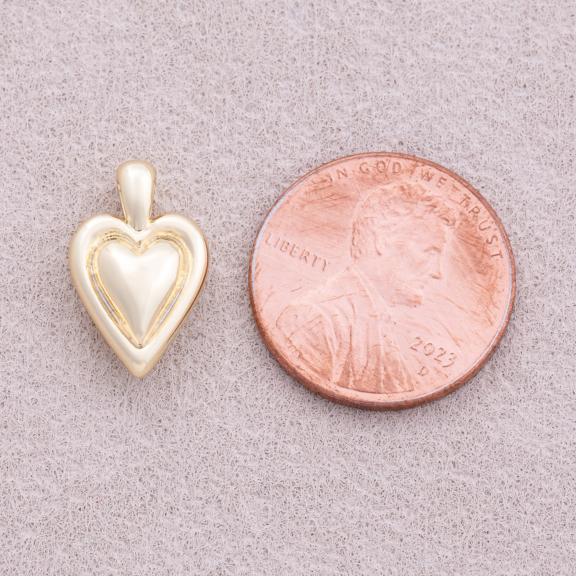 16K Gold Plated Plain Love Heart Bezel Pendant - Sold Each