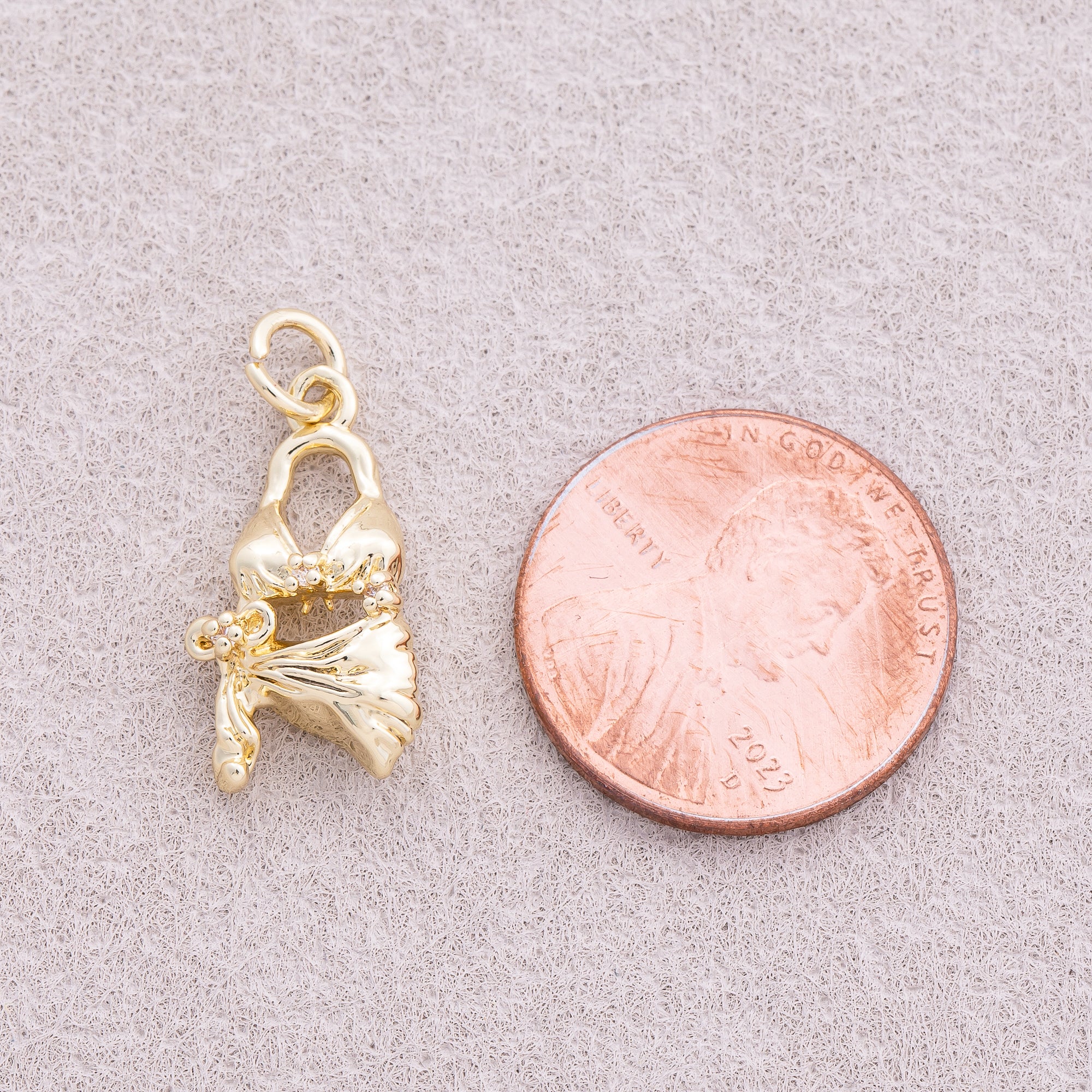 16K Gold Plated Clear CZ Beach Bra Bikini Charm - Sold Each