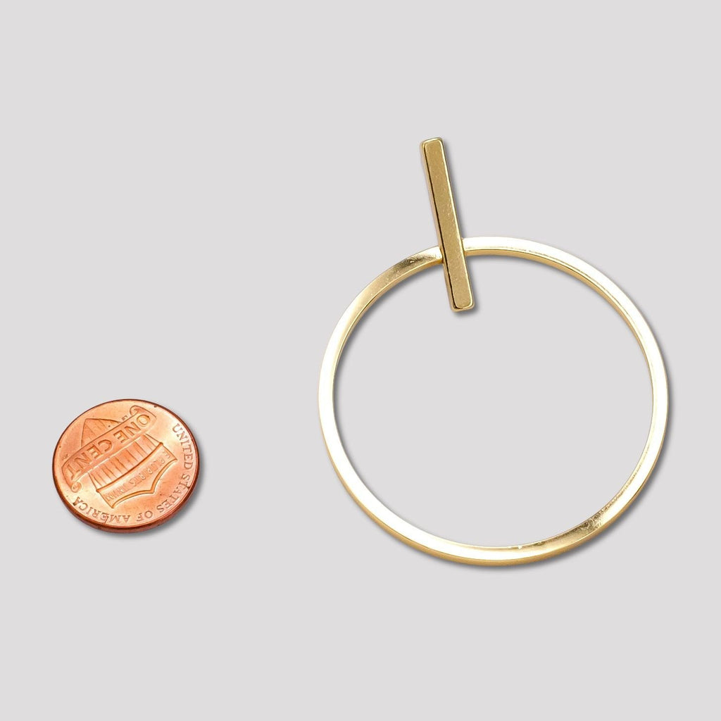 Launch Promo: 24K Gold PVD Stainless Steel Geometric Hoop and Bar Drop Statement Stud Earring | Sold Each