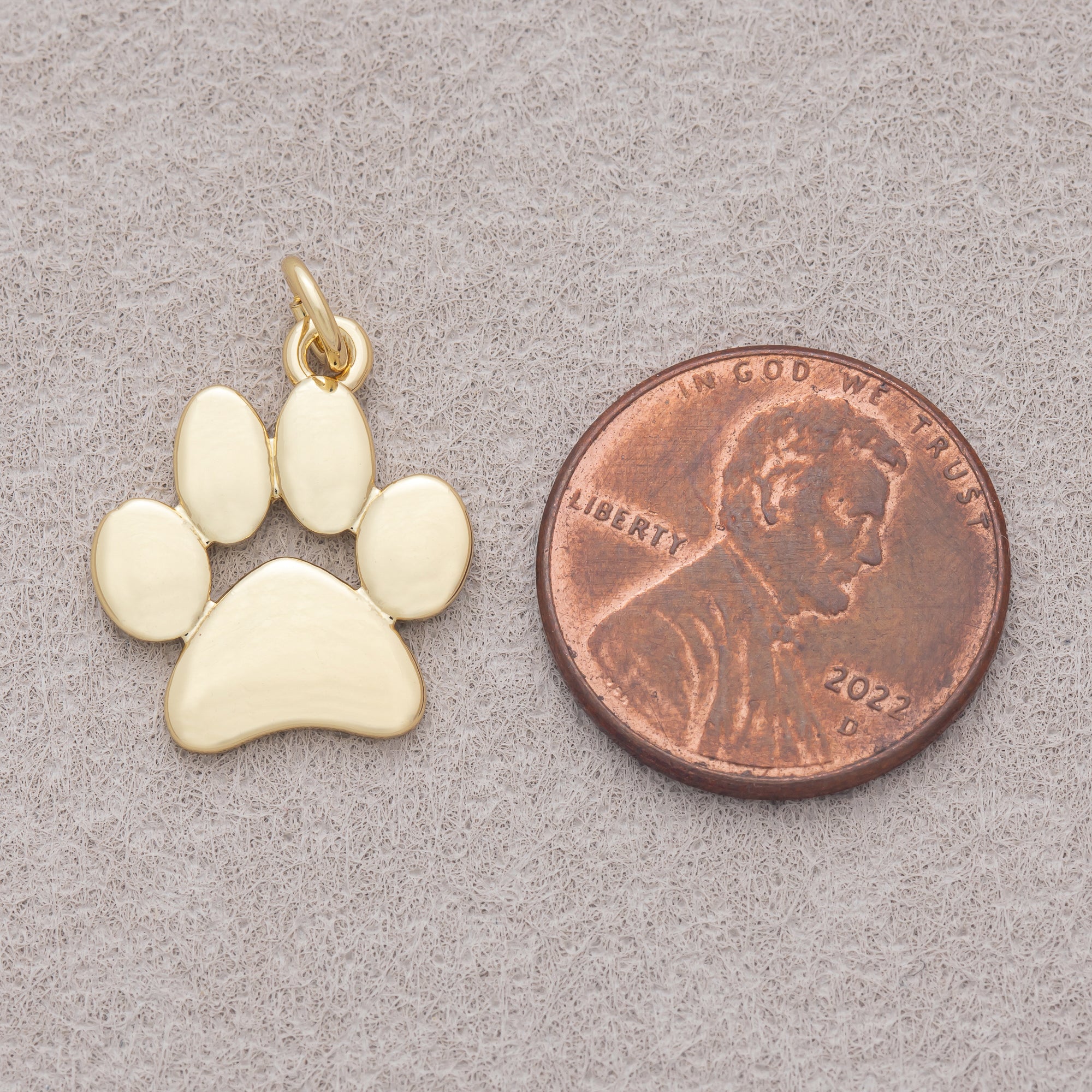 16K Gold Plated Minimalist Animal Pet Paw Charm - Sold Each