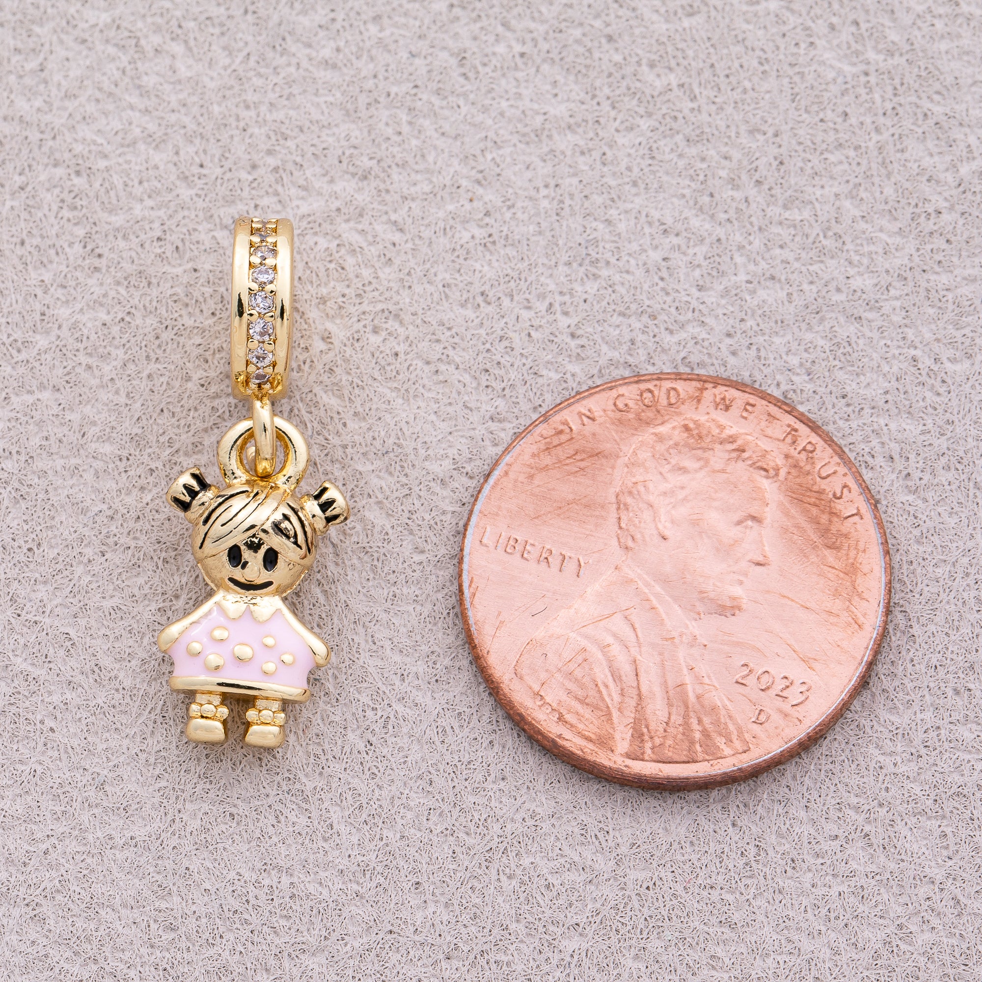 16K Gold Plated Micro Paved CZ Blue T-shirt Enamel Little Boy Pendant - Sold Each