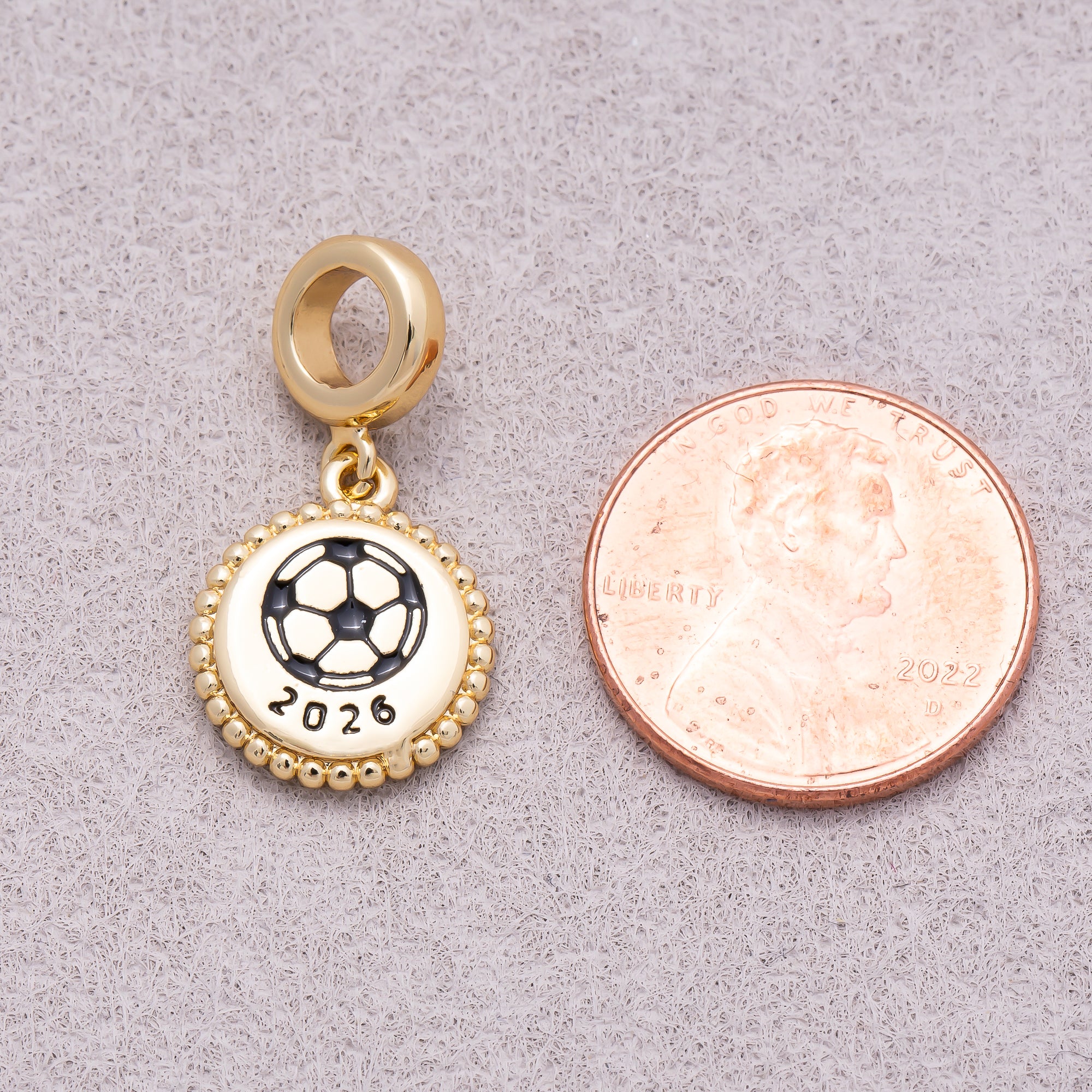 16K Gold Plated Round Football Beaded Medallion Pendant - Sold Each