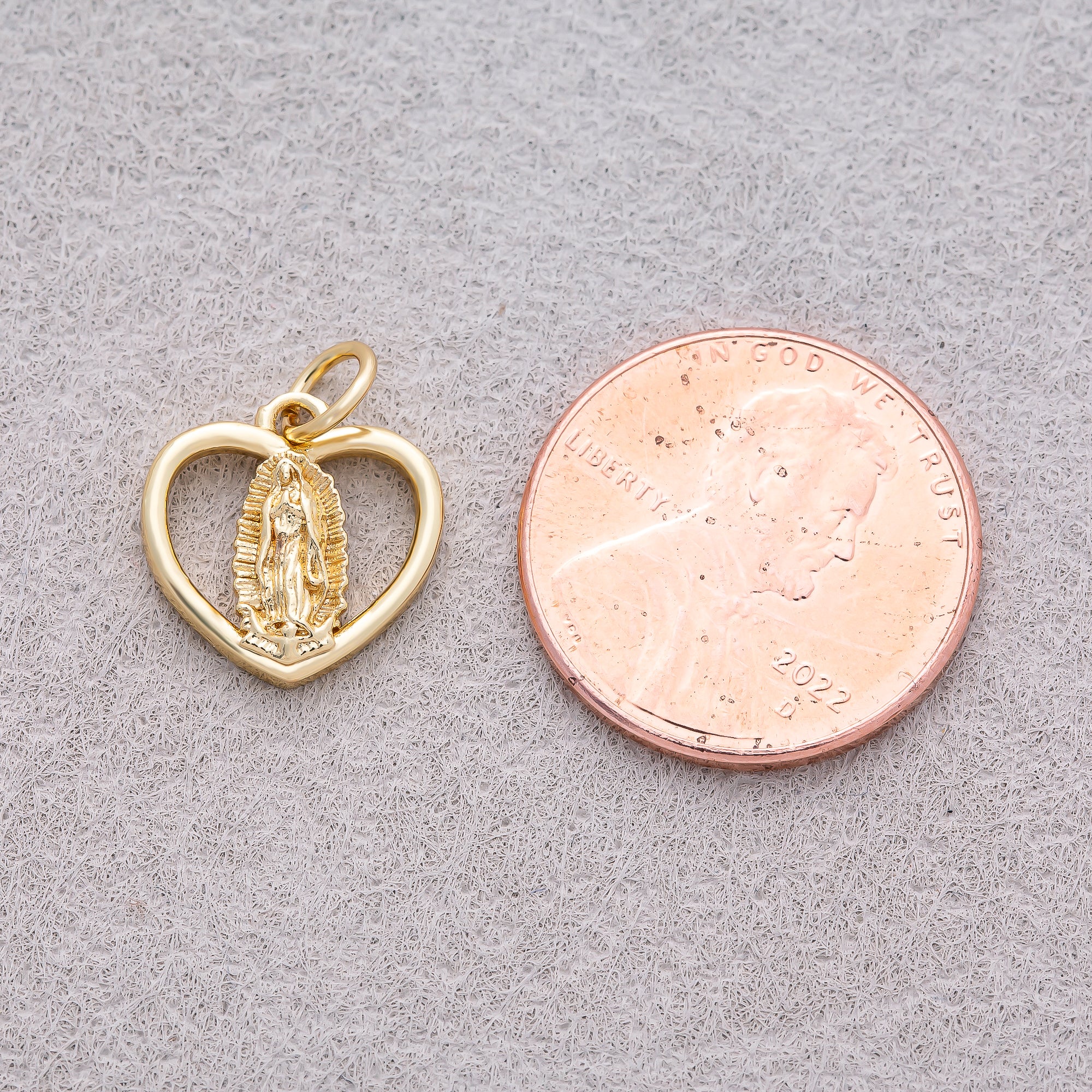 16K Gold Plated Religious Symbol Open Love Heart Charm - Sold Each