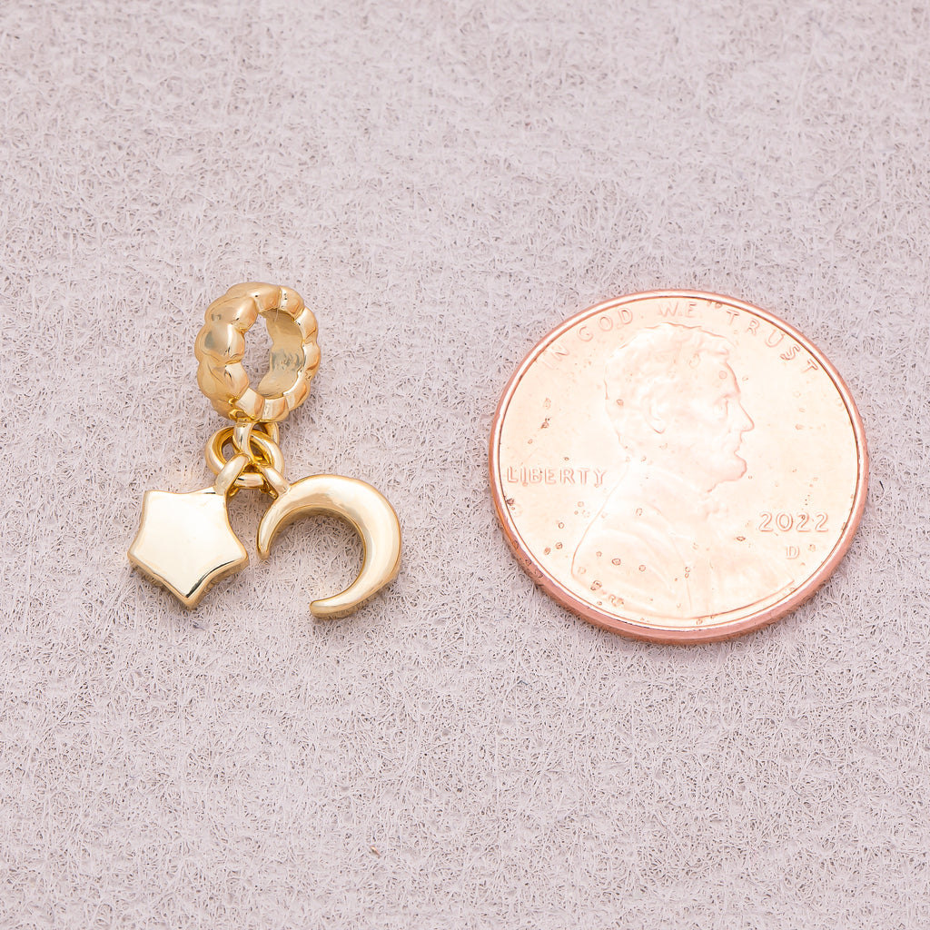 16K Gold Plated Mini Celestial Moon & Star Pendant - Sold Each