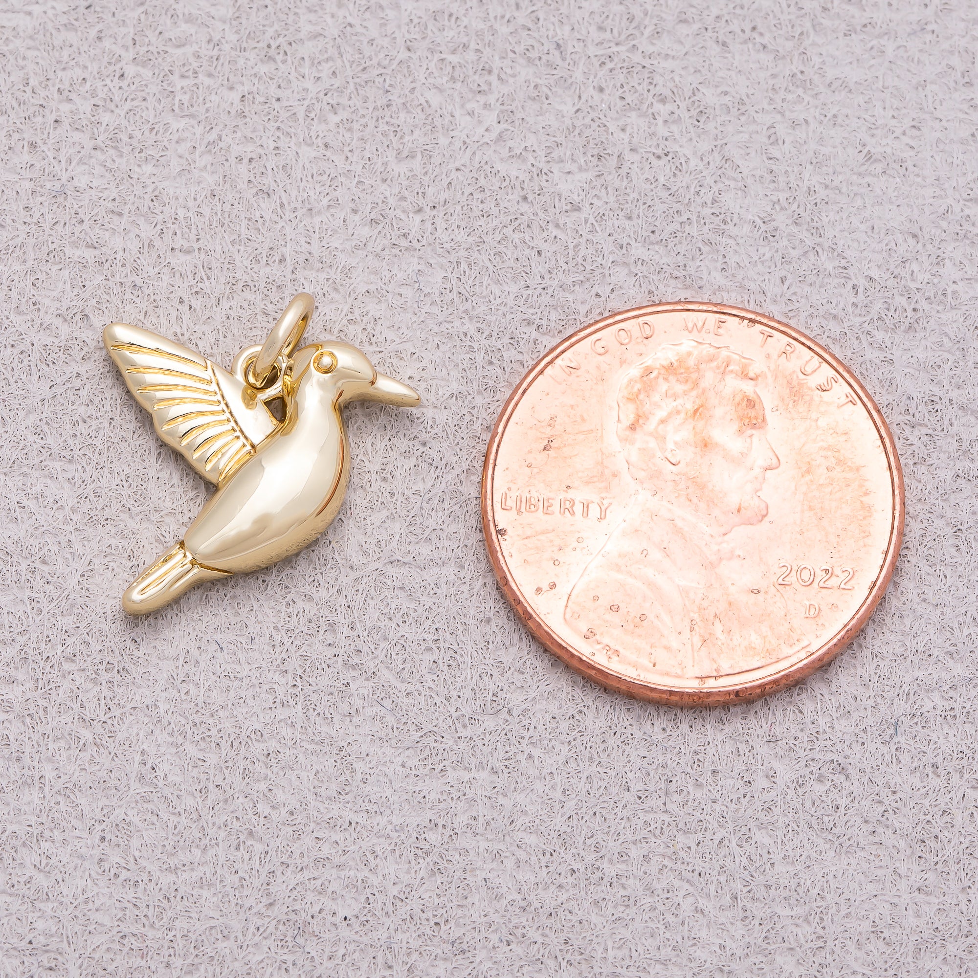 16K Gold Plated Plain Pigeon Bird Animal Charm - Sold Each