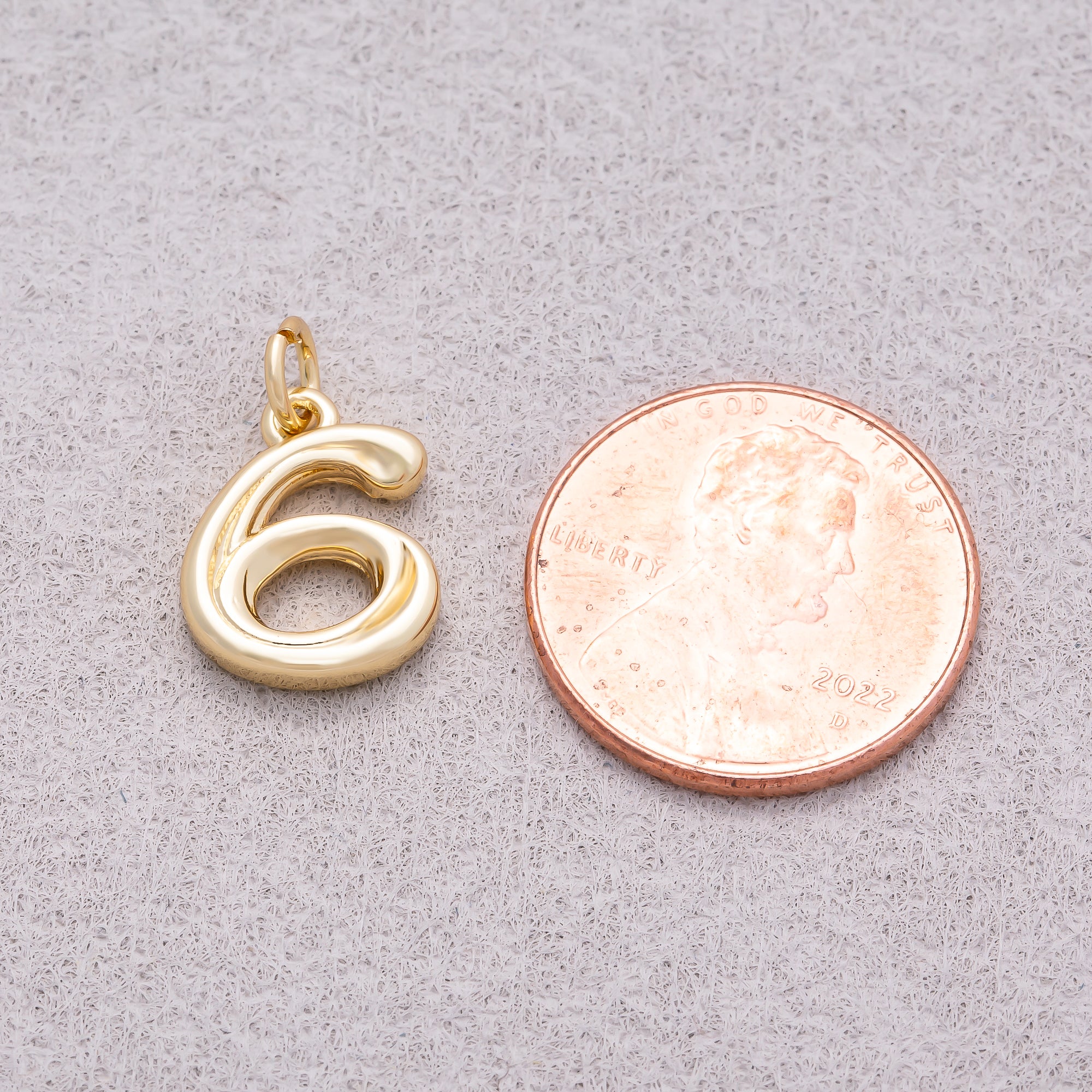 16K Gold Plated Vintage Molten Number Charm (0-9) - Sold Each