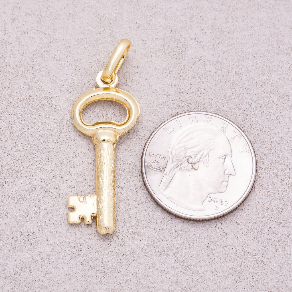 16K Gold Plated Plain Lucky Key Pendant - Sold Each