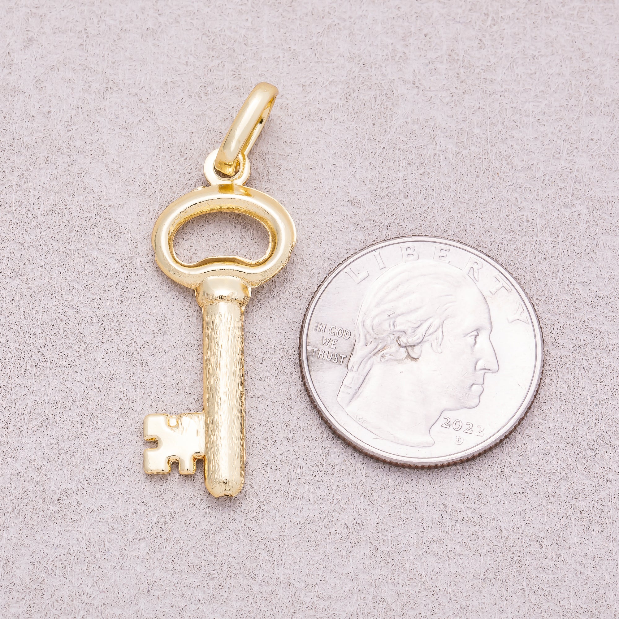 16K Gold Plated Plain Lucky Key Pendant - Sold Each
