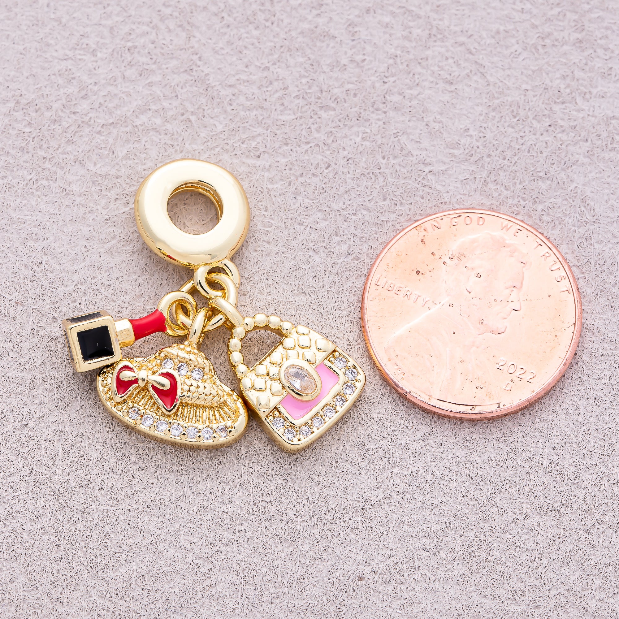 16K Gold Plated Multi-Dangle Fashion & Makeup Theme Pendant - Sold Each