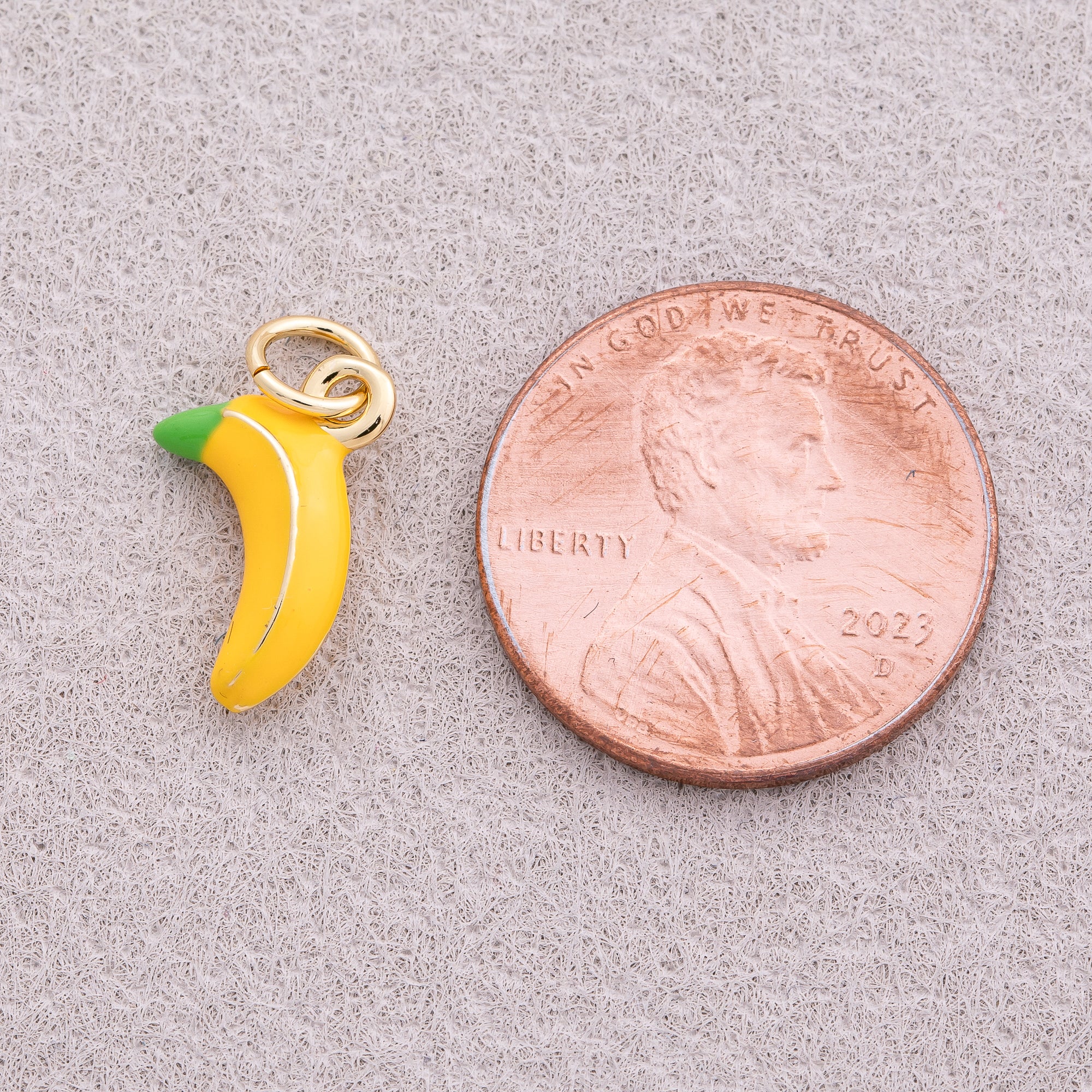 16K Gold Plated Yellow Banana Fruit Enamel Charm - Sold Each