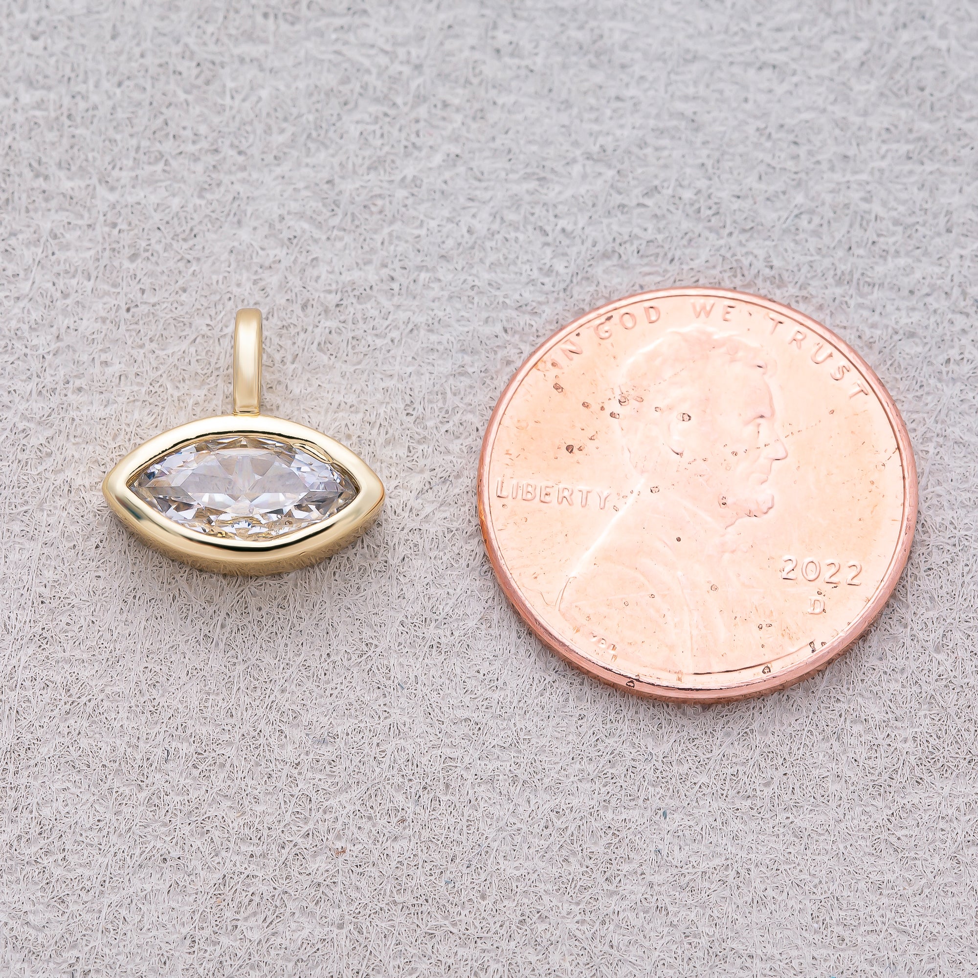 16K Gold Plated Bezel Set CZ Marquise Pendant - Sold Each