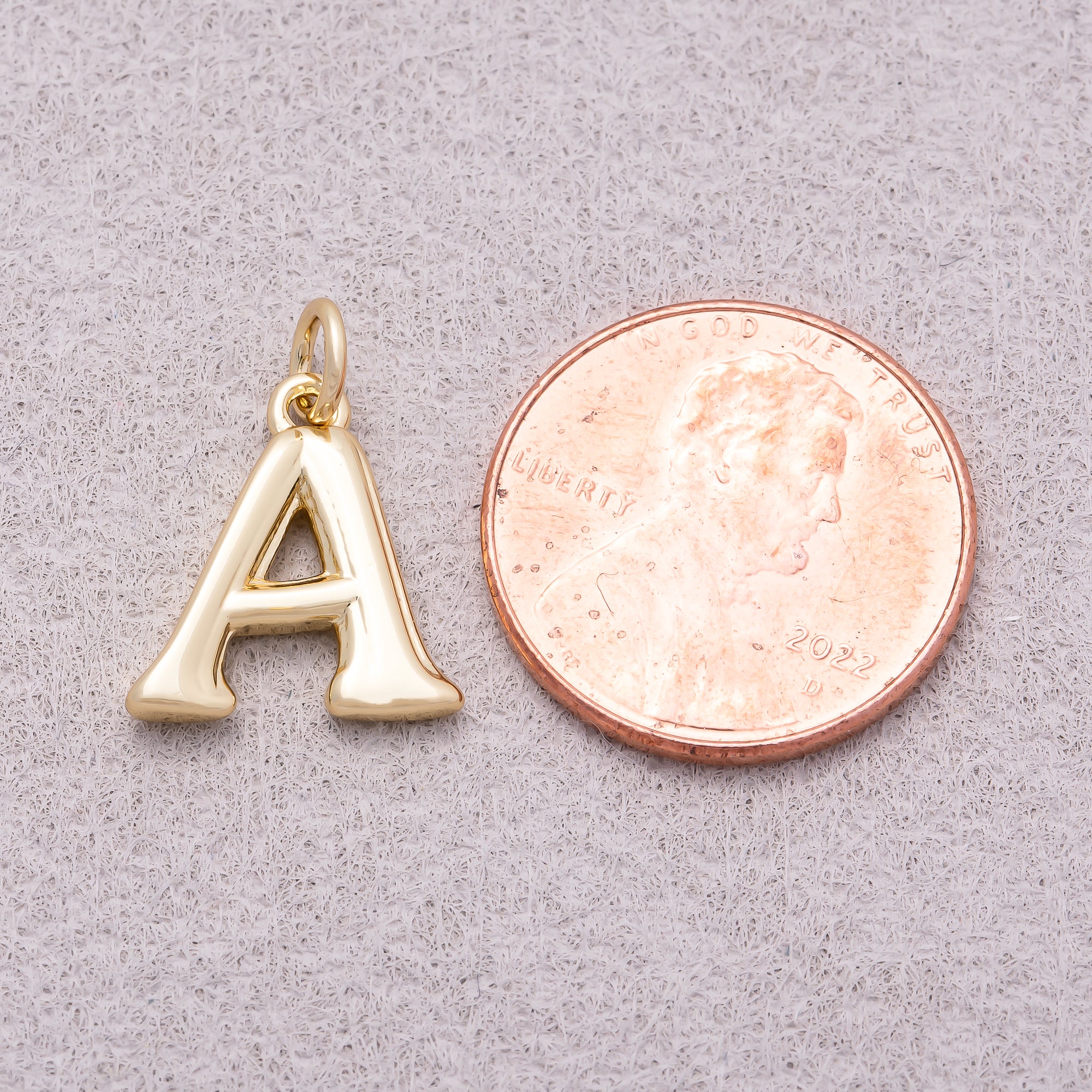 16K Gold Plated Retro Groovy Initial Letter Charm (A-Z) - Sold Each