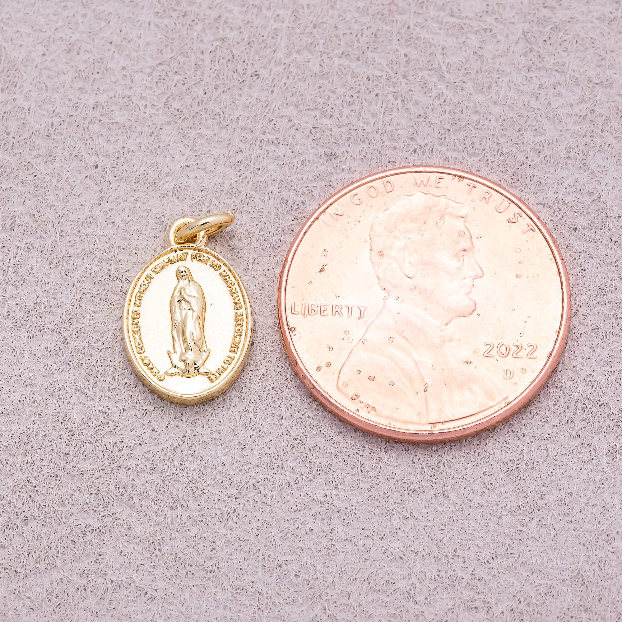 16K Gold Plated Oval Virgin Mary Religious Medallion Pendant - Sold Each
