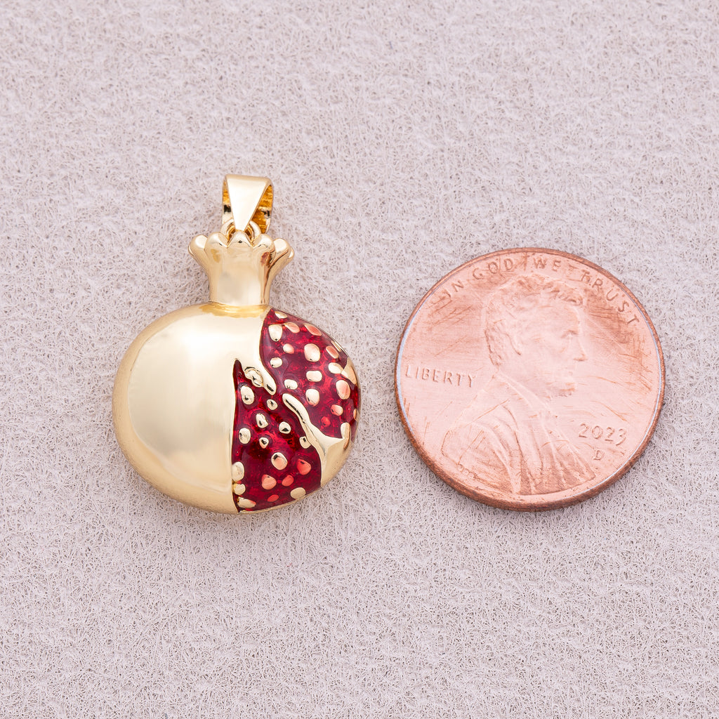 16K Gold Plated Multidimensional Sweet Pomegranate Fruit Pendant - Sold Each