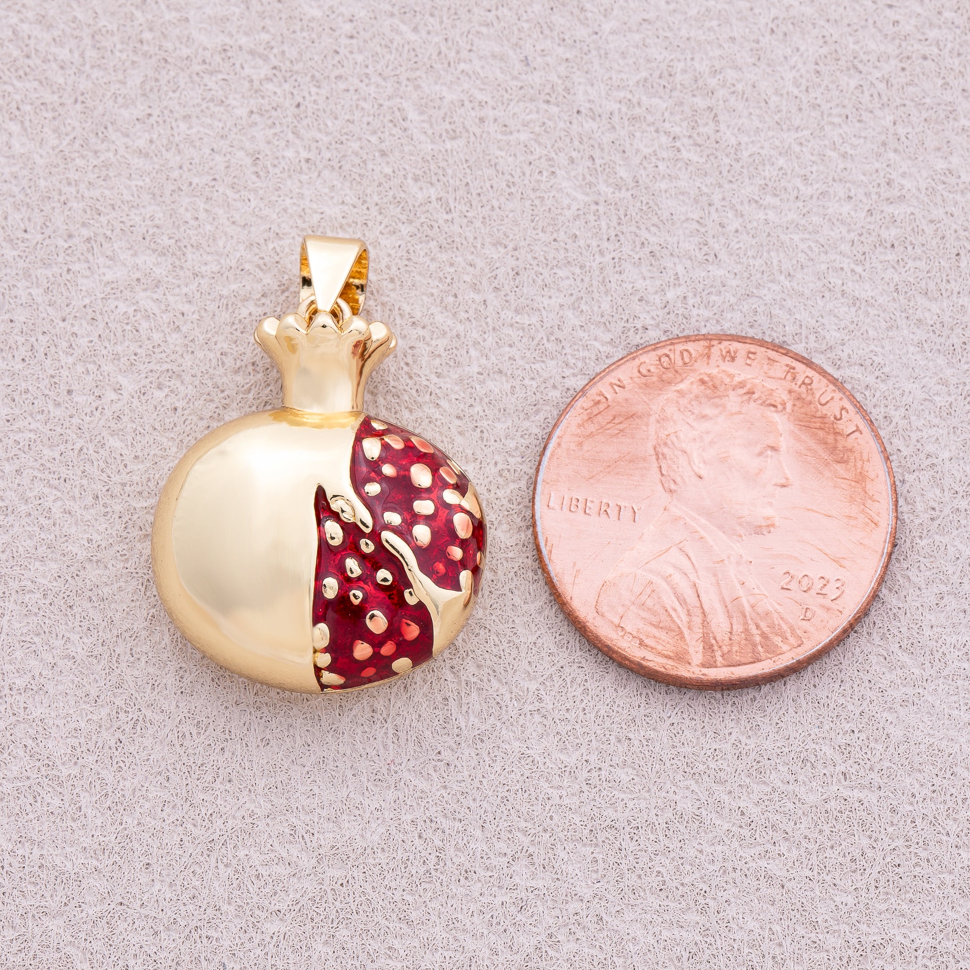16K Gold Plated Multidimensional Sweet Pomegranate Fruit Pendant - Sold Each
