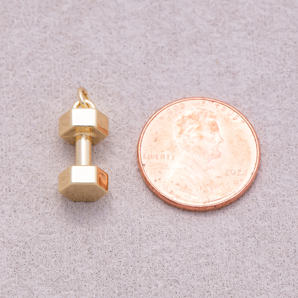 16K Gold Plated Plain Dumbbell Sport Charm - Sold Each