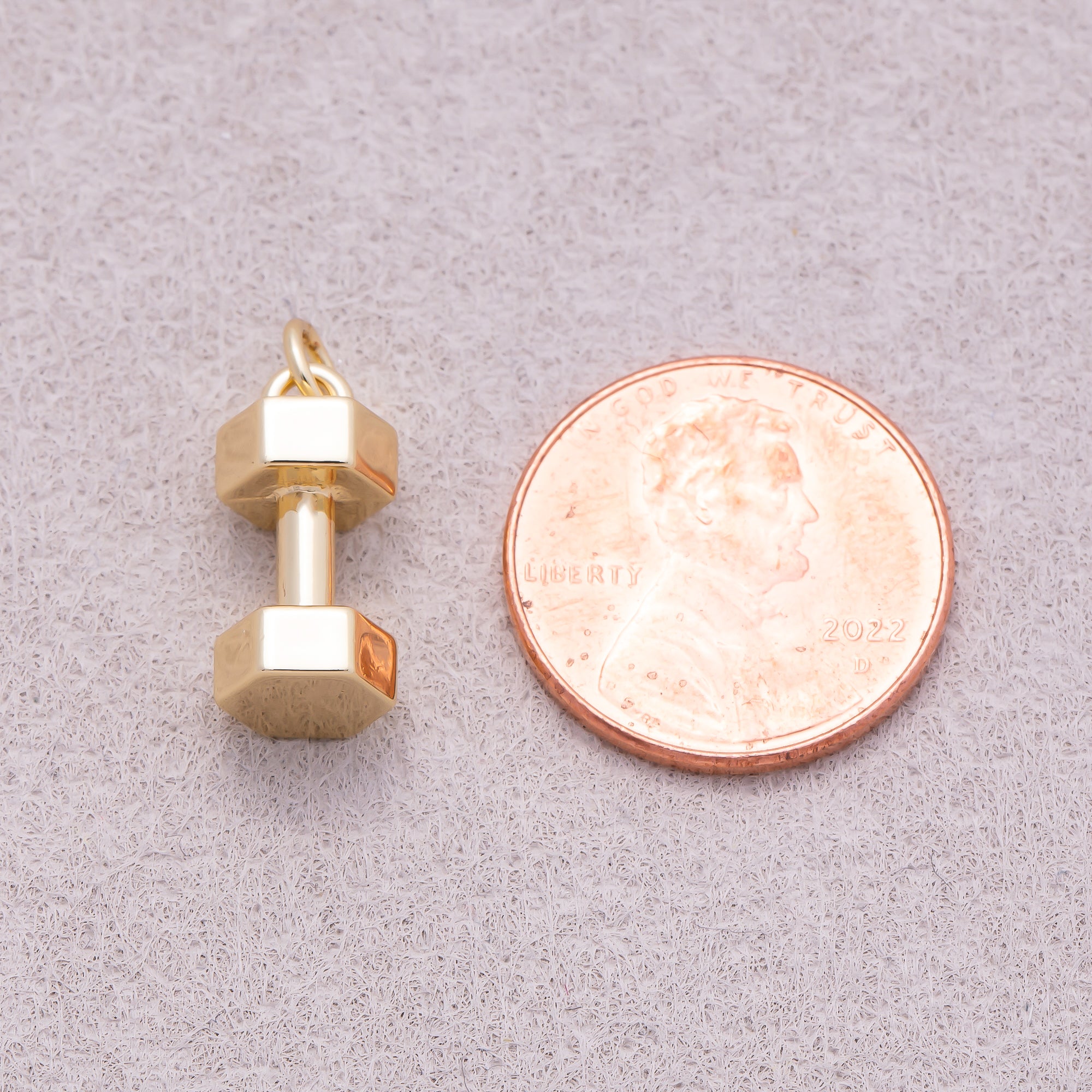 16K Gold Plated Plain Dumbbell Sport Charm - Sold Each