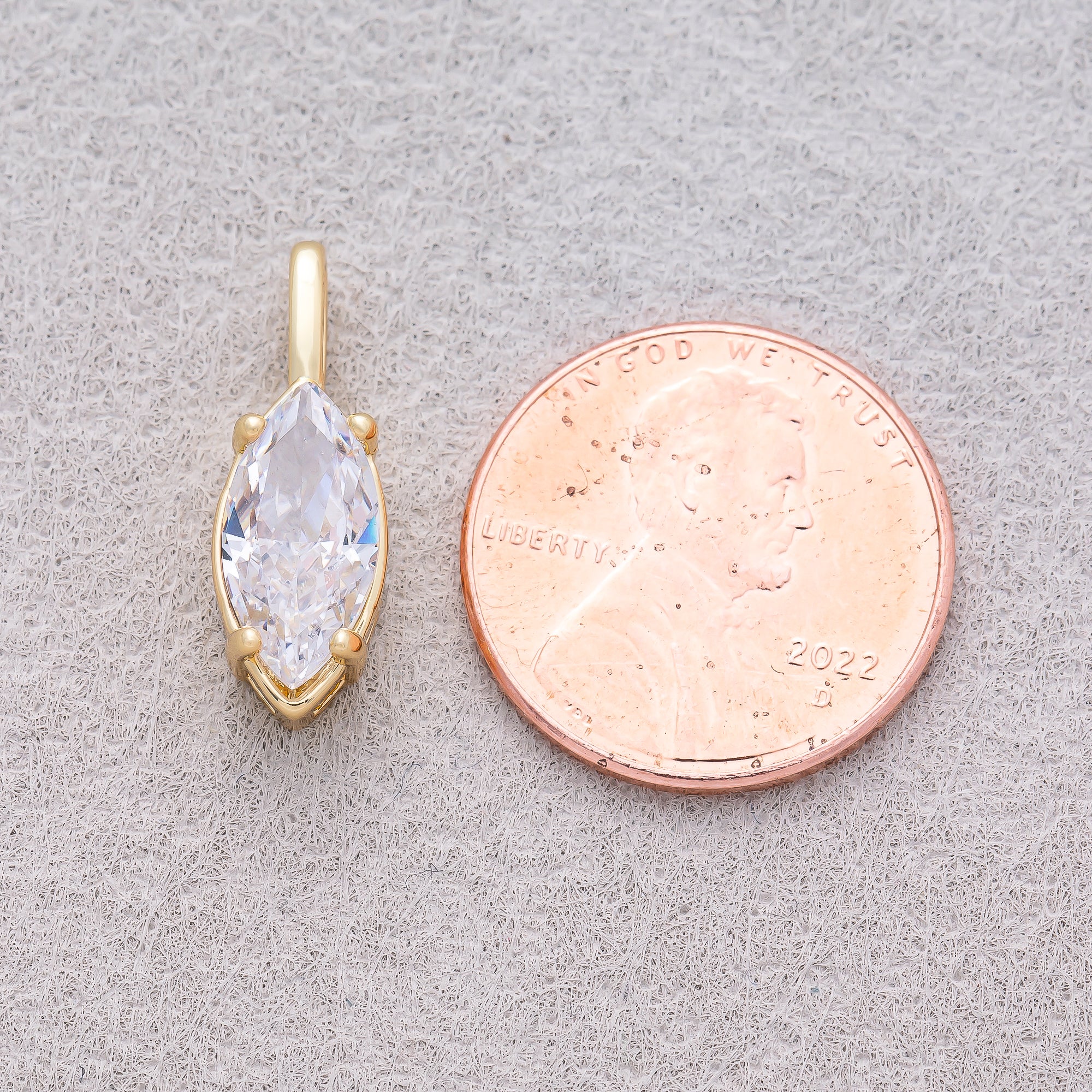 16K Gold Plated Clear CZ Marquise Pendant - Sold Each