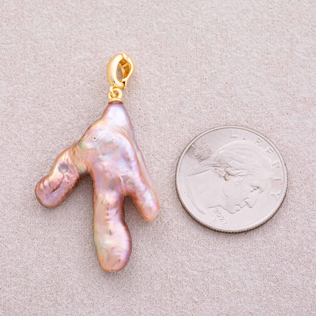 18K Gold Plated Purple, Pink, White Baroque Freshwater Pearl Pendant - Sold Each