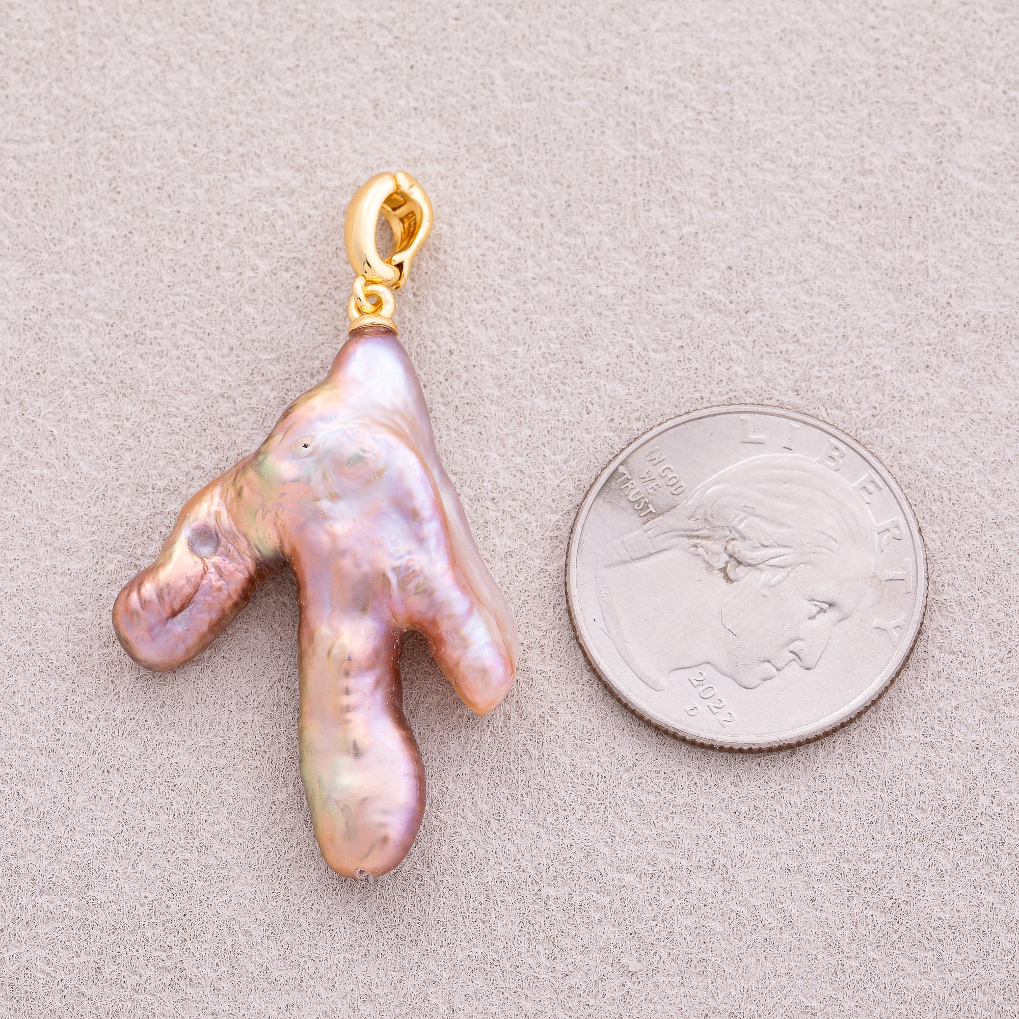18K Gold Plated Purple, Pink, White Baroque Freshwater Pearl Pendant - Sold Each