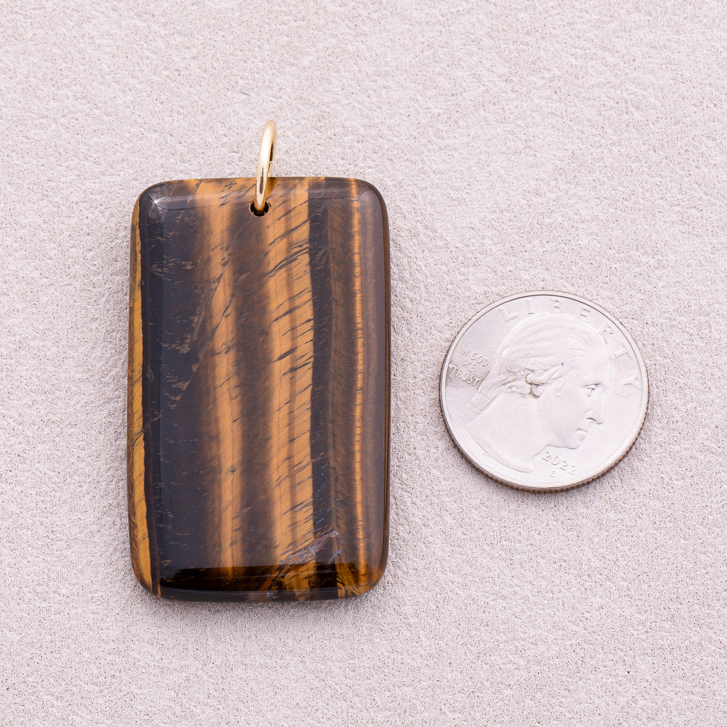 18K Gold Plated Multicolor Natural Gemstone Rectangular Pendant - Sold Each