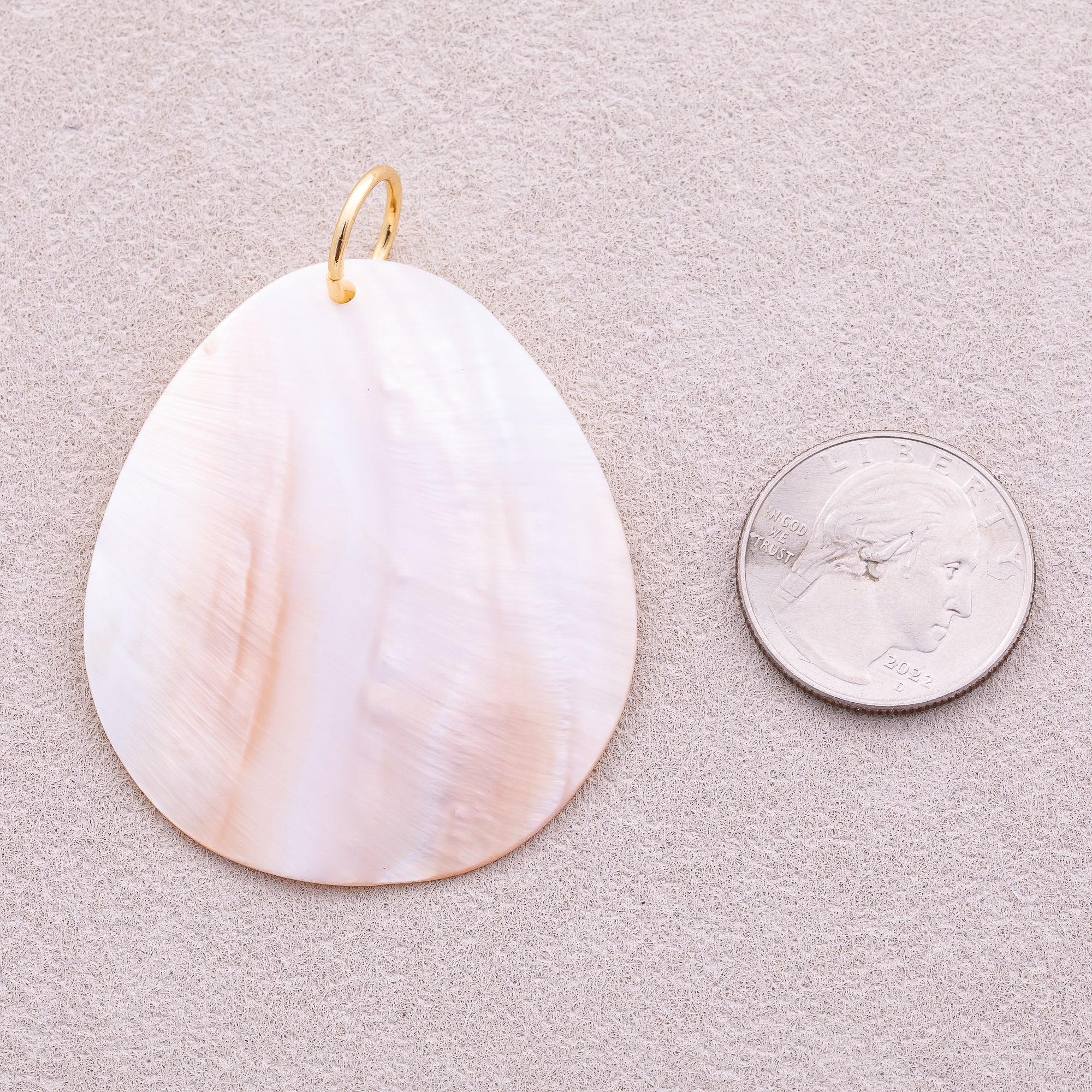 18K Gold Plated Large Teardrop Marble Mother of Pearl Charm - Sold Each