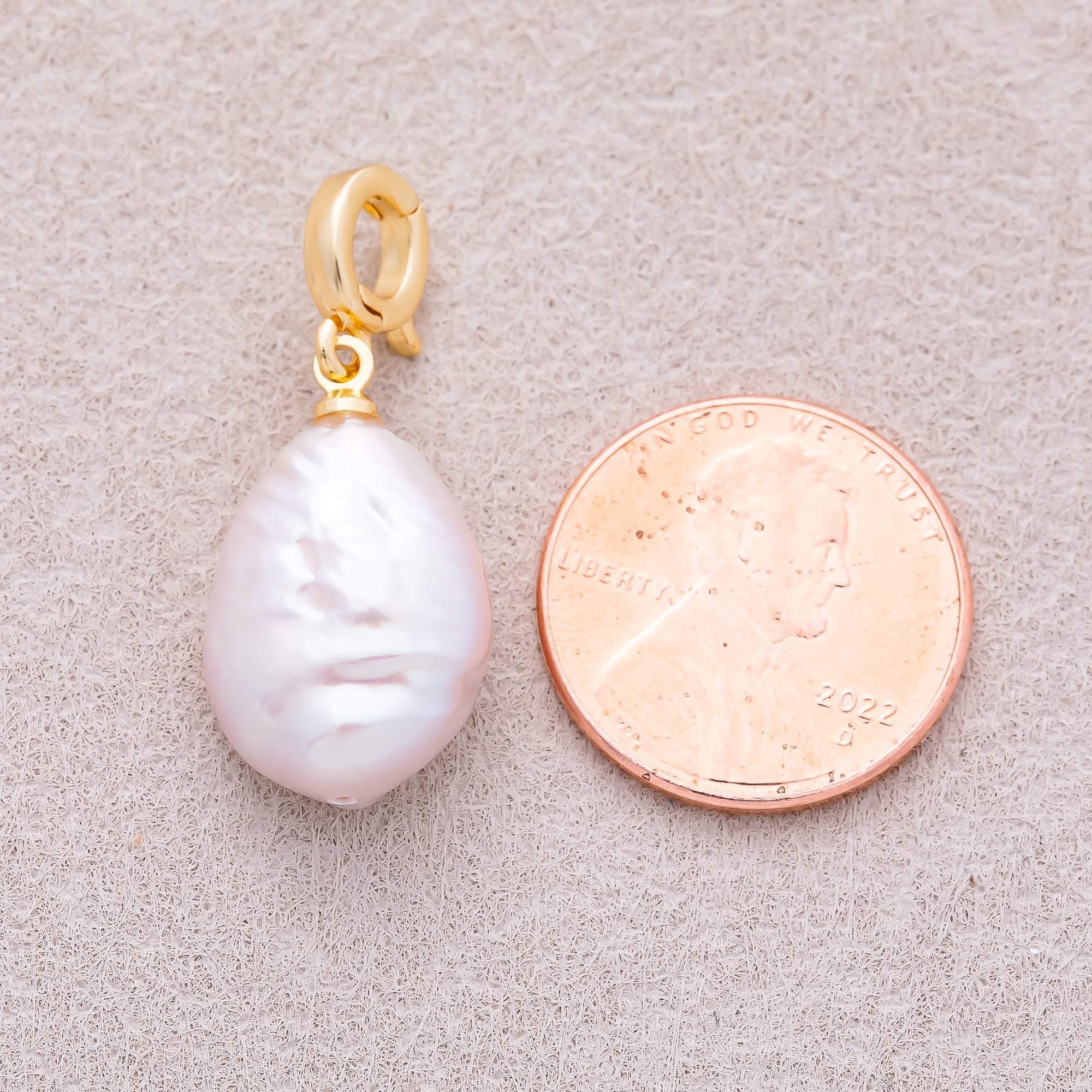 18K Gold Plated Freshwater Pearl Irregular Oval Pendant - Sold Each