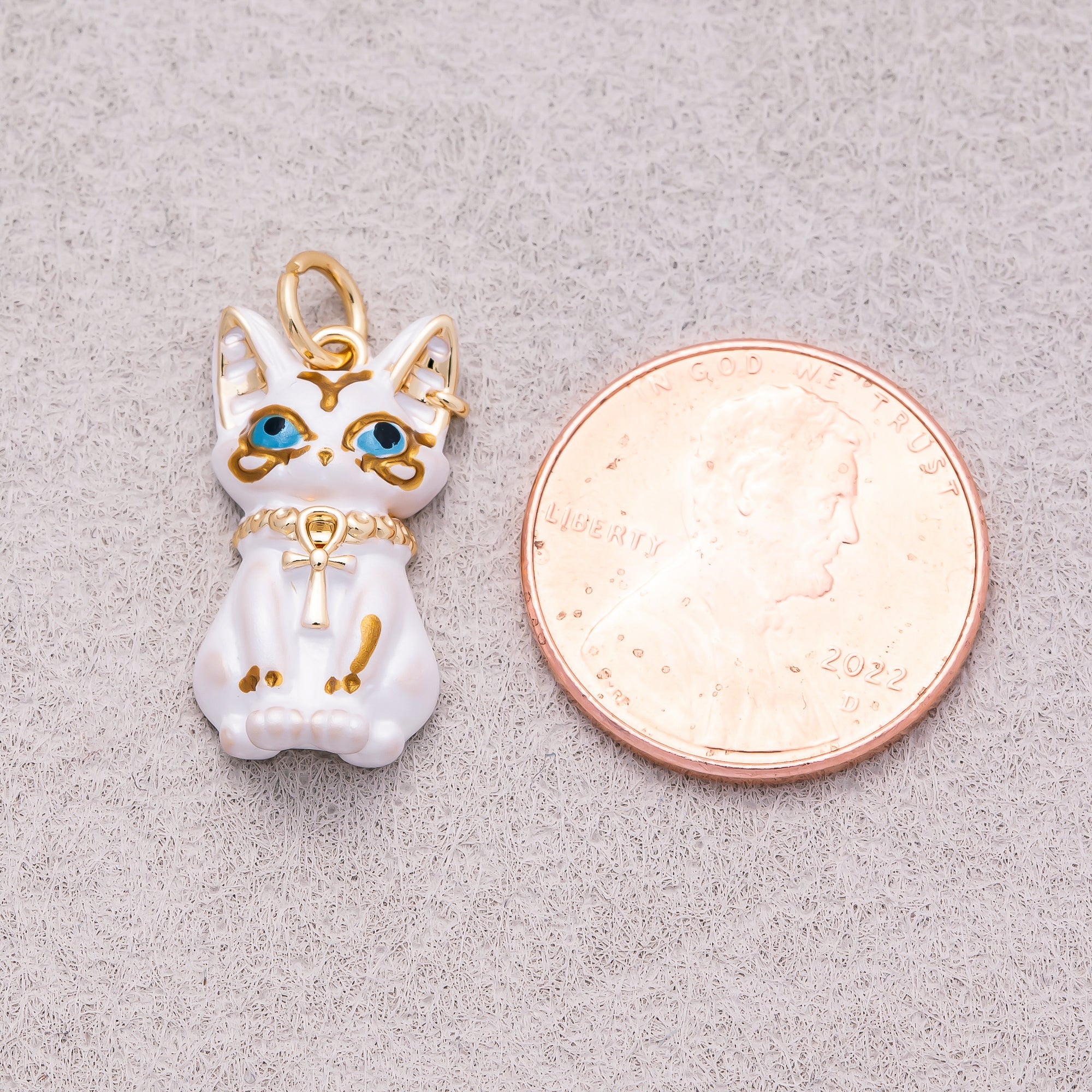 18K Gold Plated White Enamel Cute Fox Lucky Charm - Sold Each