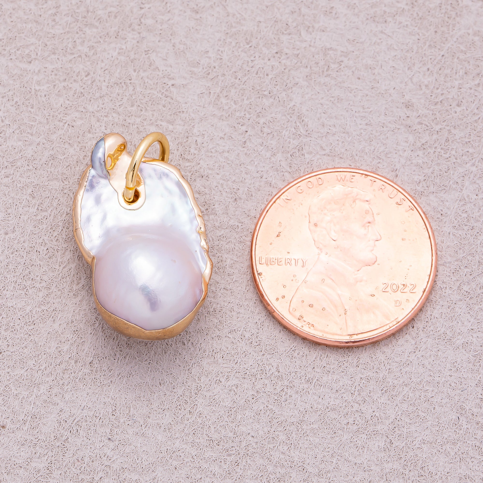 18K Gold Plated Baroque Freshwater Pearl Asymmetric Round Pendant - Sold Each