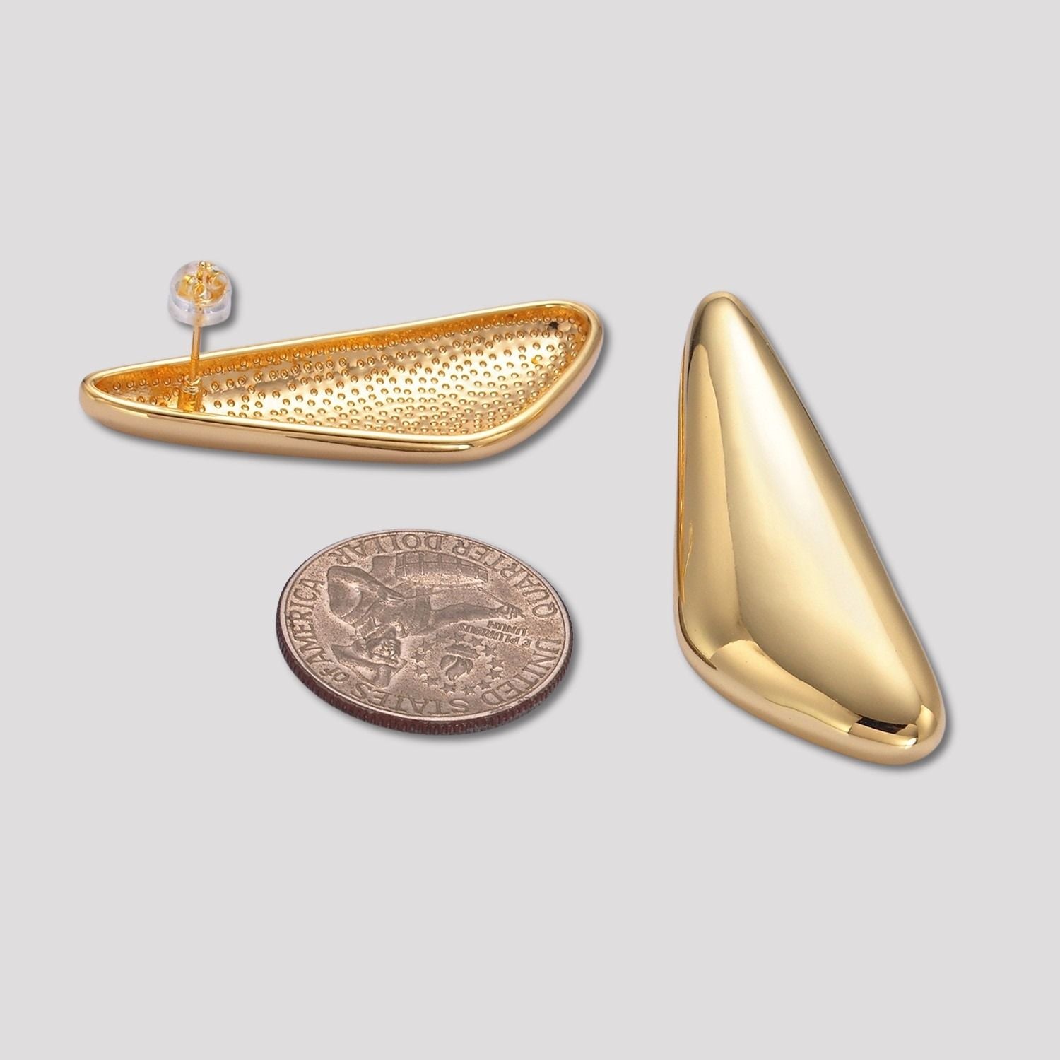 Launch Promo: 24K Gold PVD Stainless Steel Geometric Triangle Asymmetric Stud Earring | Sold Each