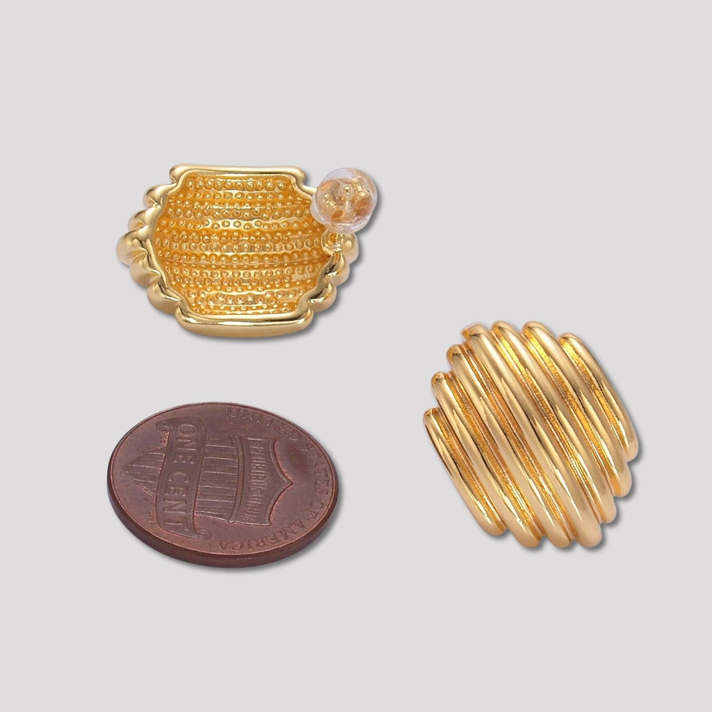 Launch Promo: 24K Gold PVD Stainless Steel Chunky Ribbed Stud Earring | Sold Each