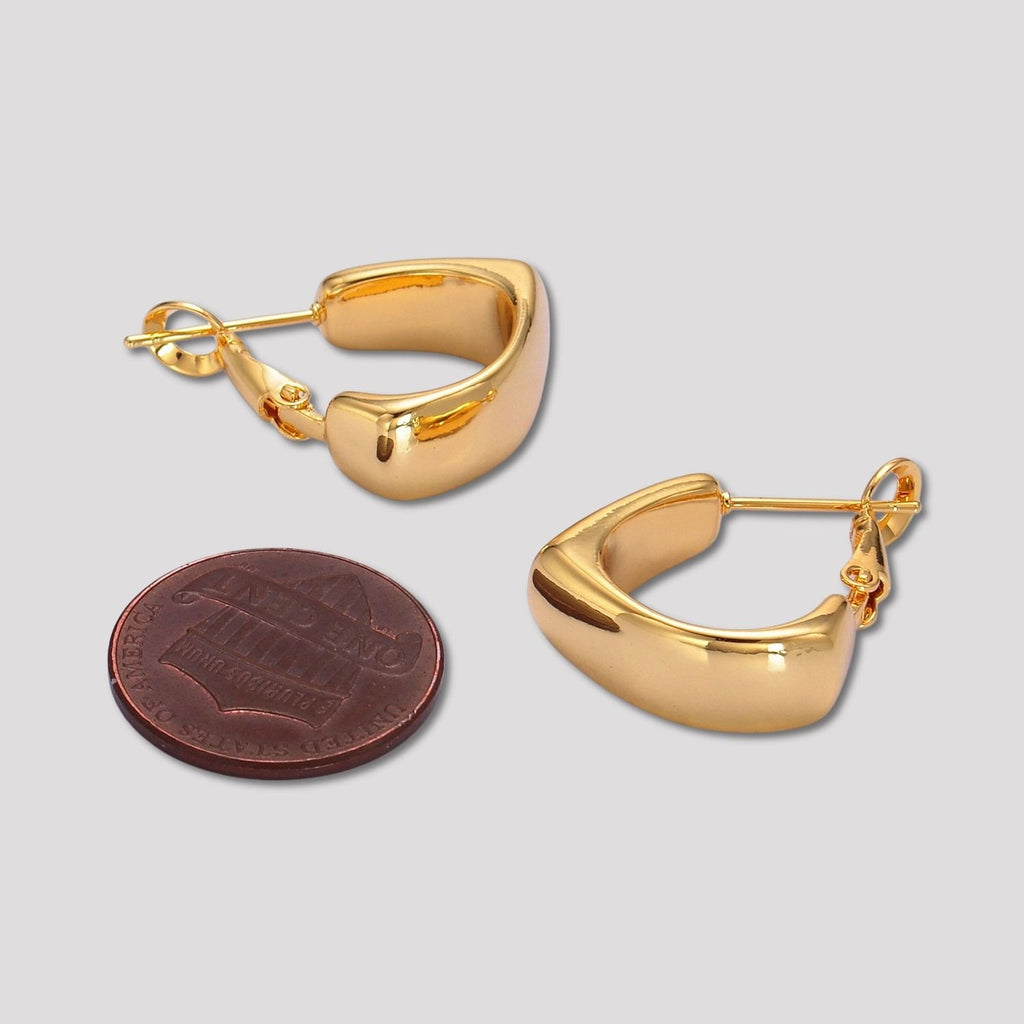 Launch Promo: 24K Gold PVD Stainless Steel V-Shape Huggie Hoop Earring in Gold & Silver | Sold Each
