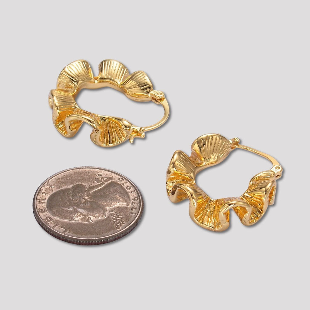 Launch Promo: 24K Gold PVD Stainless Steel Ribbed Irregular Ribbon Hoop Earring | Sold Each