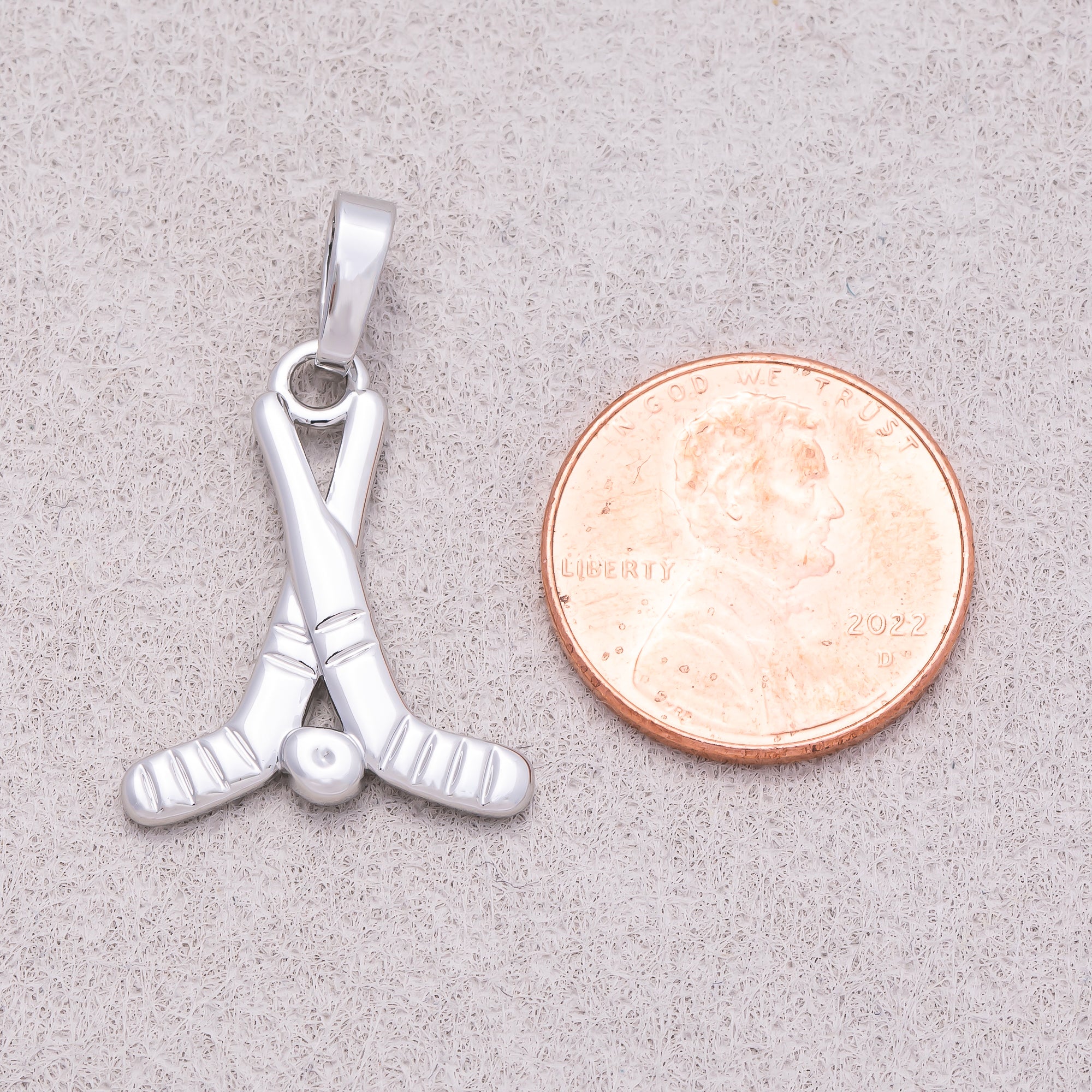 Rhodium Plated Plain Golf Set Sport Pendant - Sold Each