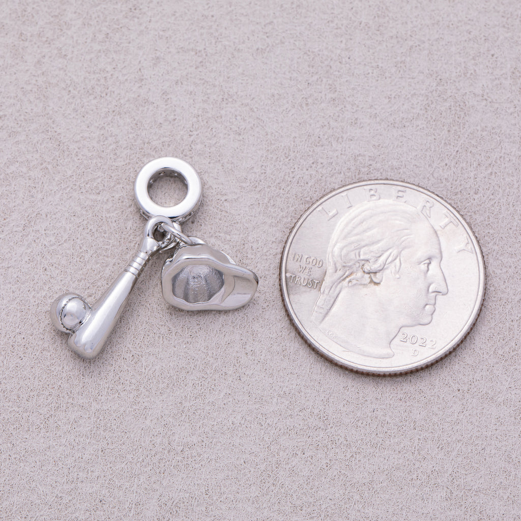 Rhodium Plated Plain Baseball Set Sport Pendant - Sold Each