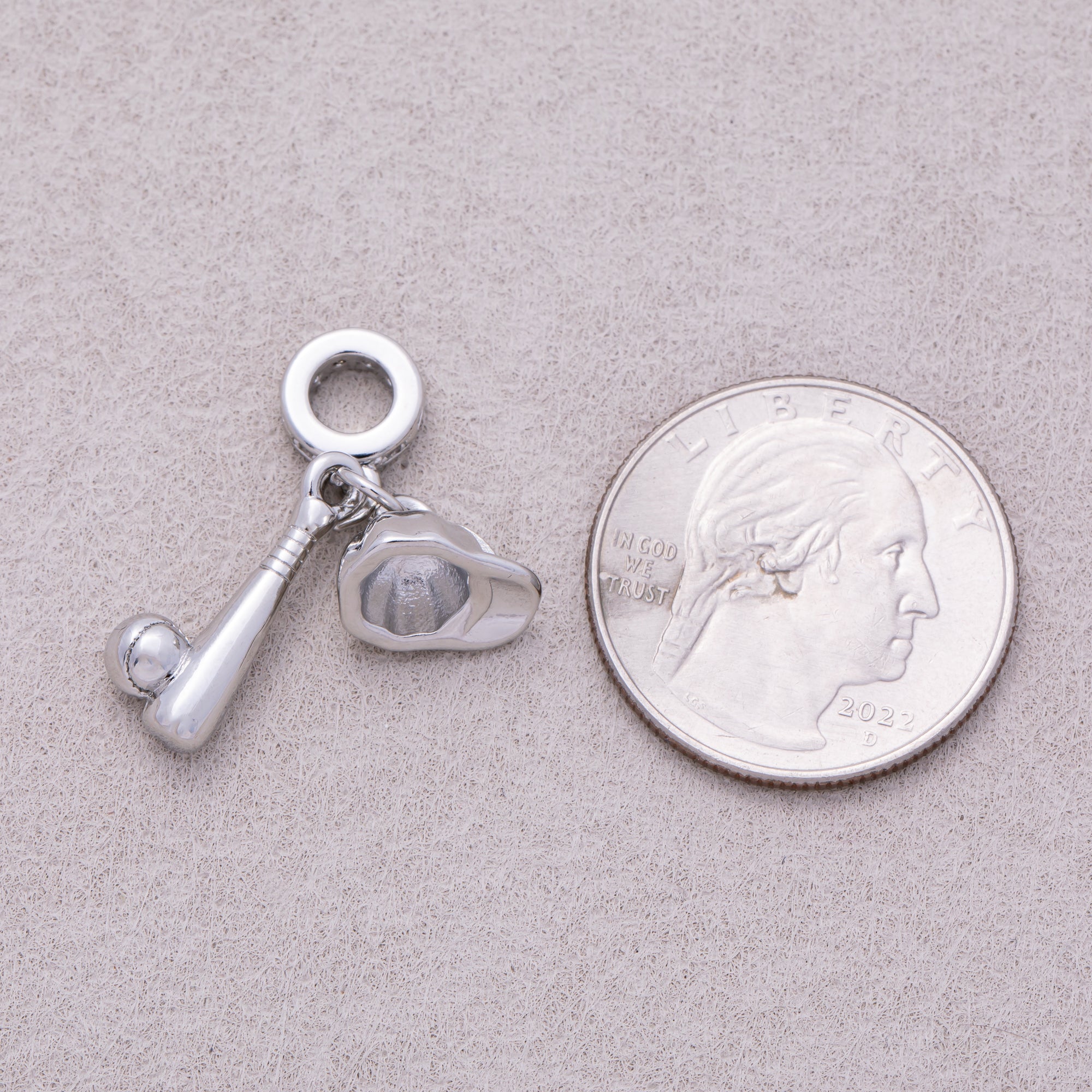 Rhodium Plated Plain Baseball Set Sport Pendant - Sold Each