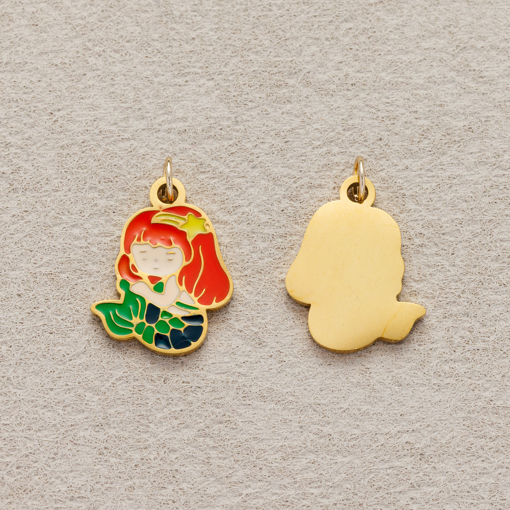Launch Promo: 24K Gold PVD Stainless Steel Little Mermaid Ocean Enamel Charm | Sold Each