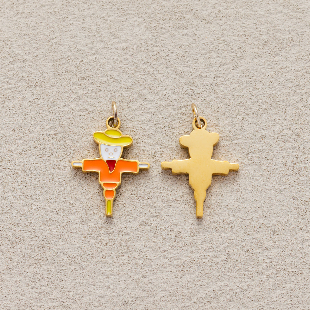 Launch Promo: 24K Gold PVD Stainless Steel Colorful Scarecrow Enamel Charm | Sold Each