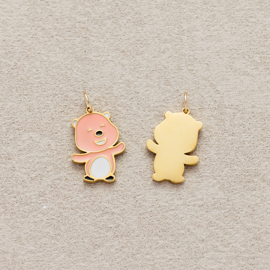 Launch Promo: 24K Gold PVD Stainless Steel Pink Beaver Cartoon Enamel Charm | Sold Each