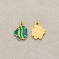 Launch Promo: 24K Gold PVD Stainless Steel Green Enamel Ocean Fish Animal Charm | Sold Each