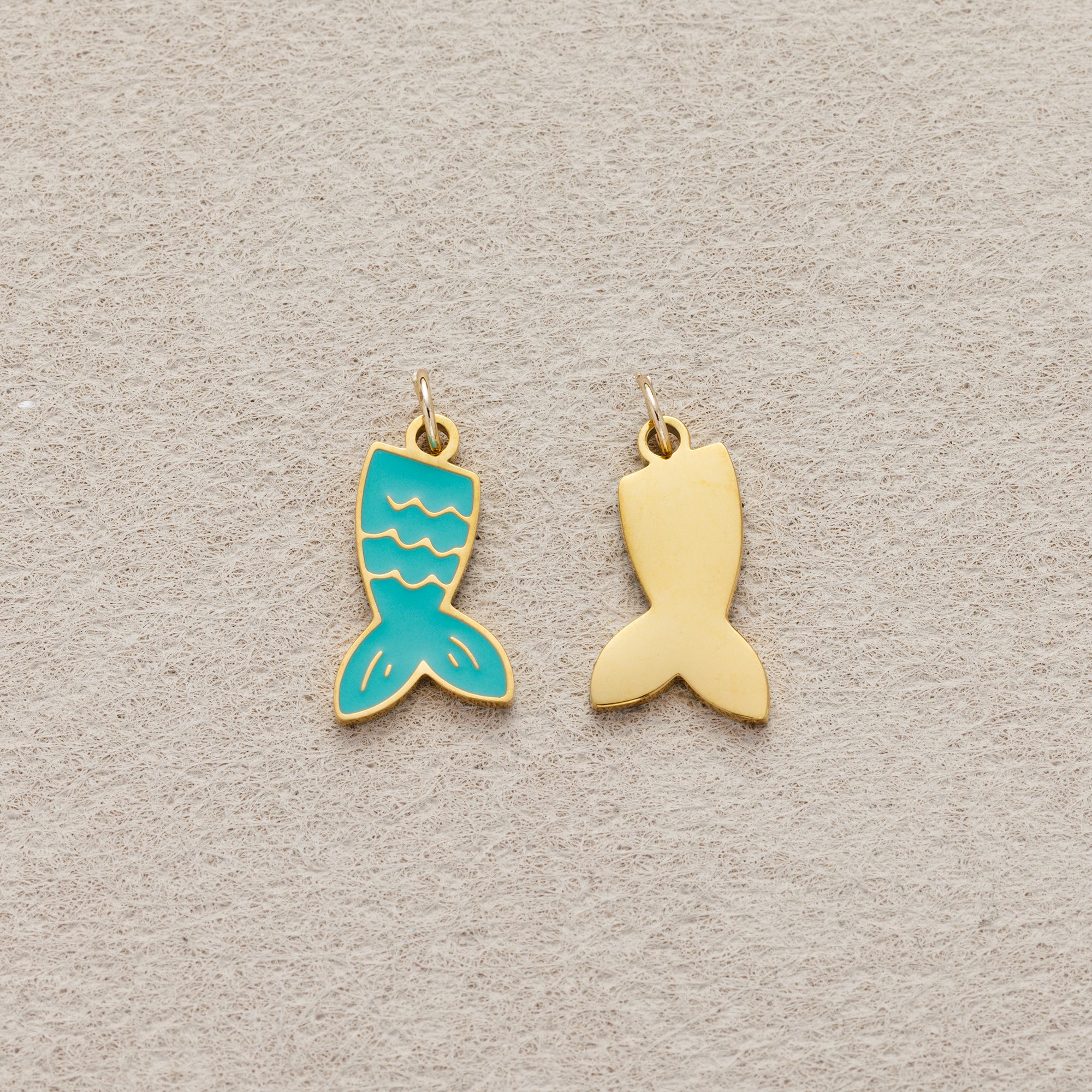 Launch Promo: 24K Gold PVD Stainless Steel Blue Enamel Ocean Mermaid Tail Charm | Sold Each