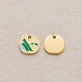Launch Promo: 24K Gold PVD Stainless Steel Green Enamel Mountain Peak Tag Charm | Sold Each