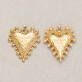 Launch Promo: 18K Gold PVD Stainless Steel Vintage Sunbeam Hammered Heart Pendant | Sold Each