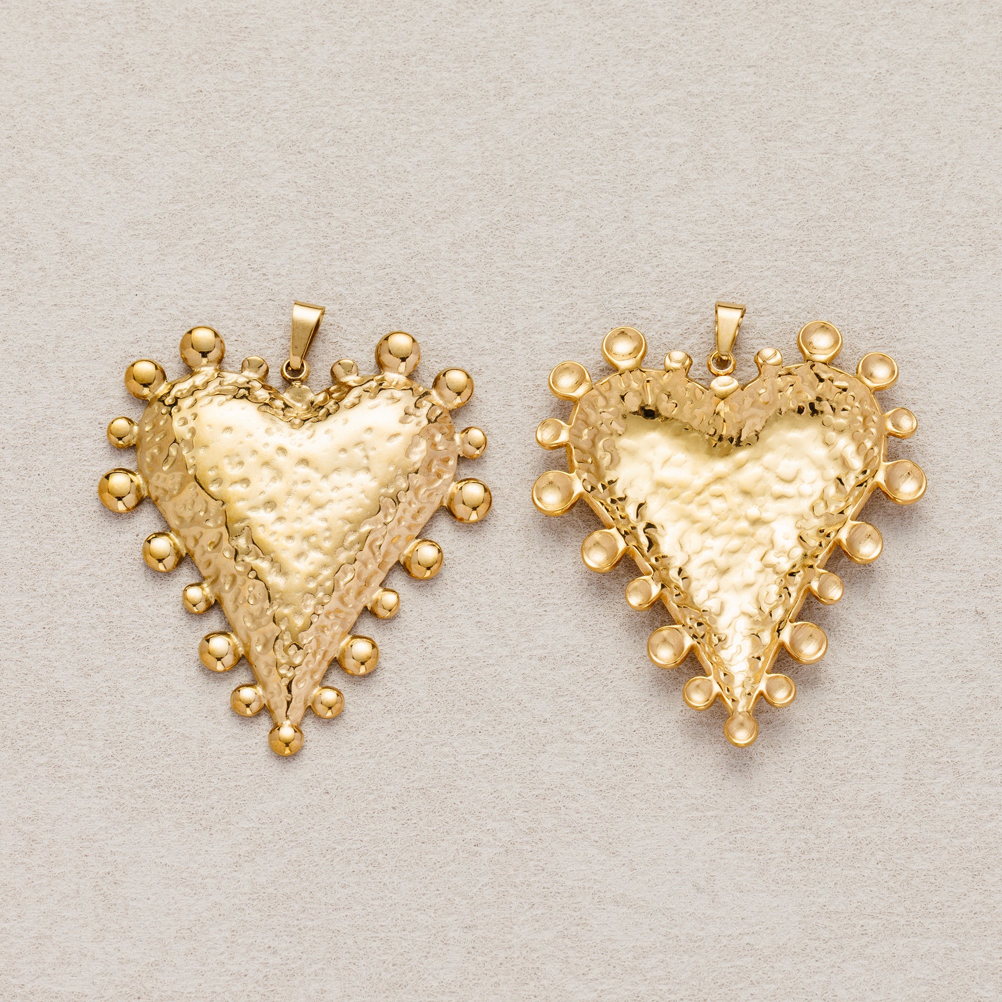 Launch Promo: 18K Gold PVD Stainless Steel Vintage Sunbeam Hammered Heart Pendant | Sold Each