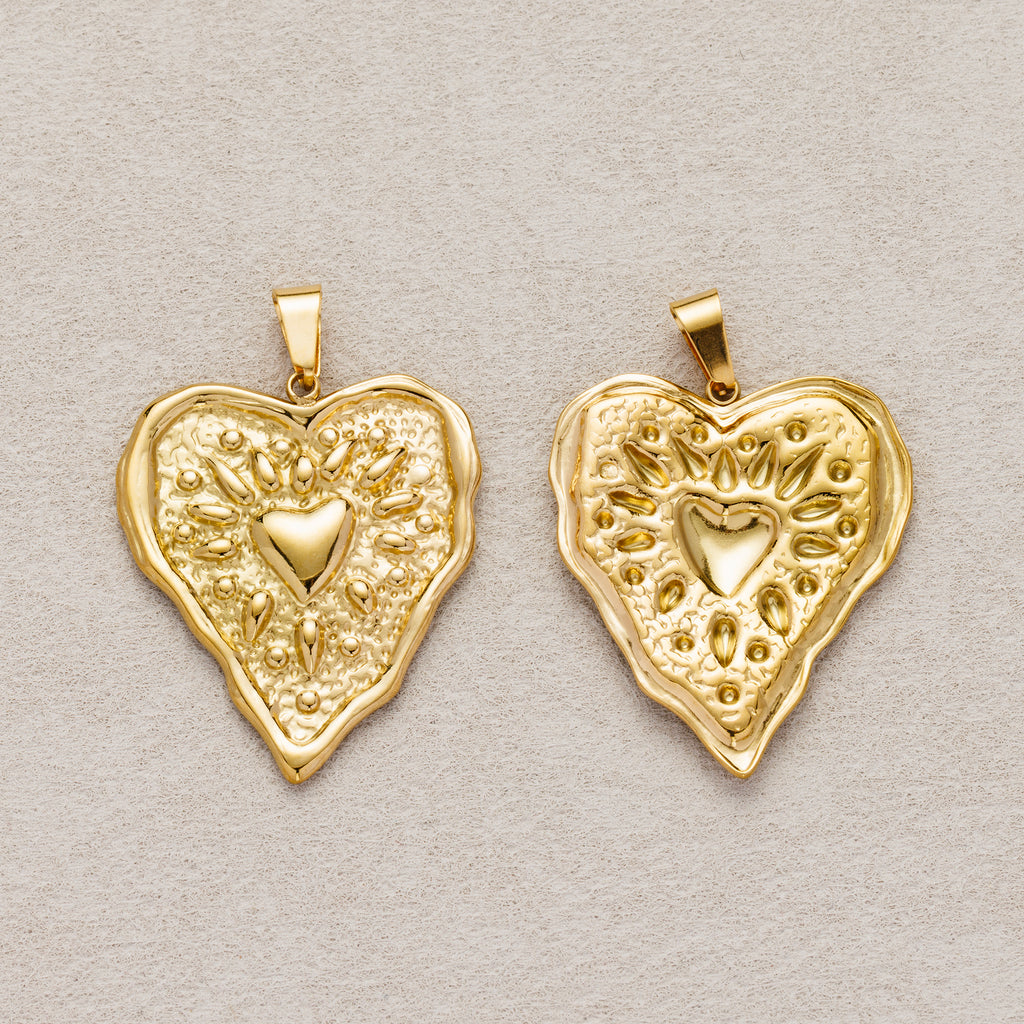 Launch Promo: 18K Gold PVD Stainless Steel Molten Heart Sunburst Pendant | Sold Each