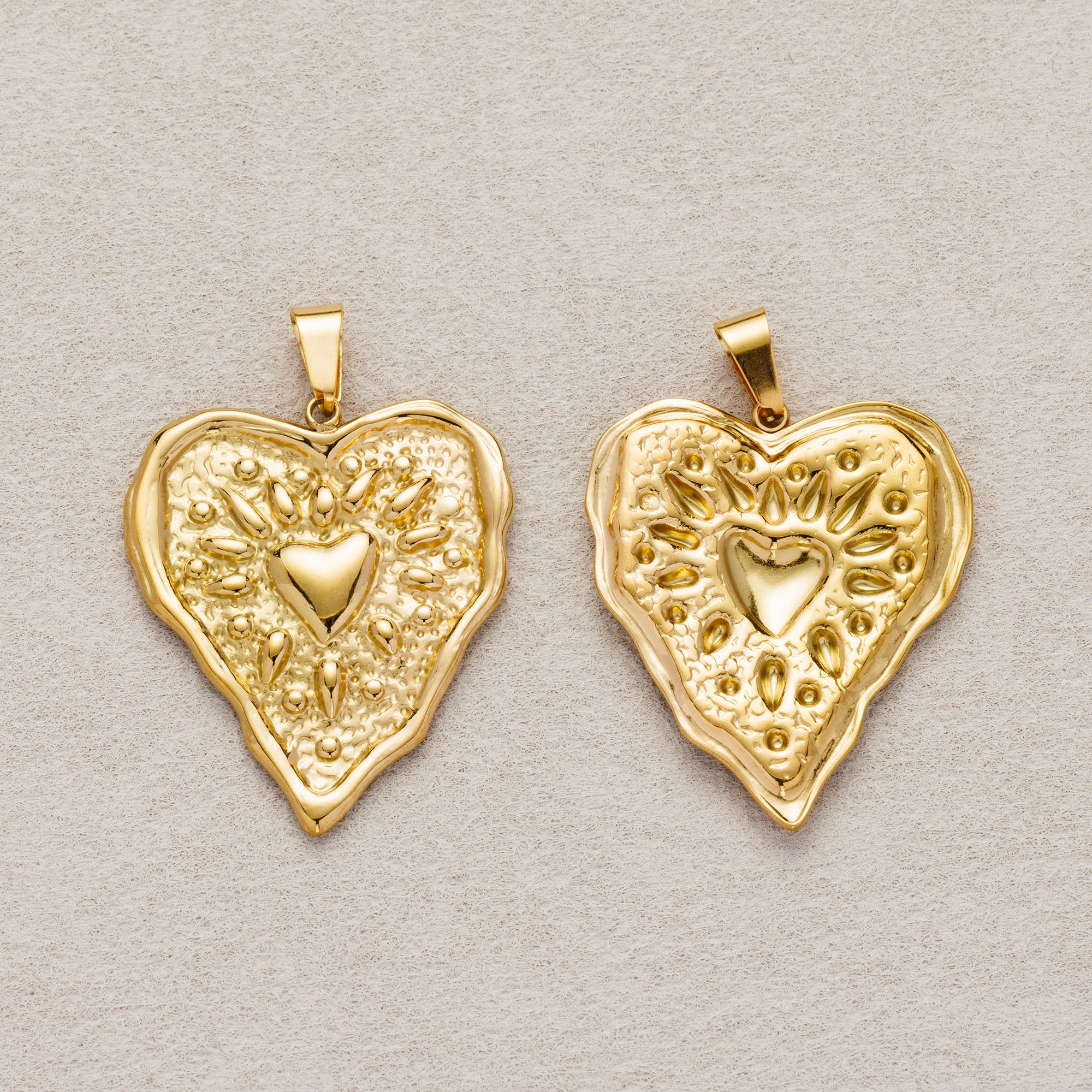 Launch Promo: 18K Gold PVD Stainless Steel Molten Heart Sunburst Pendant | Sold Each
