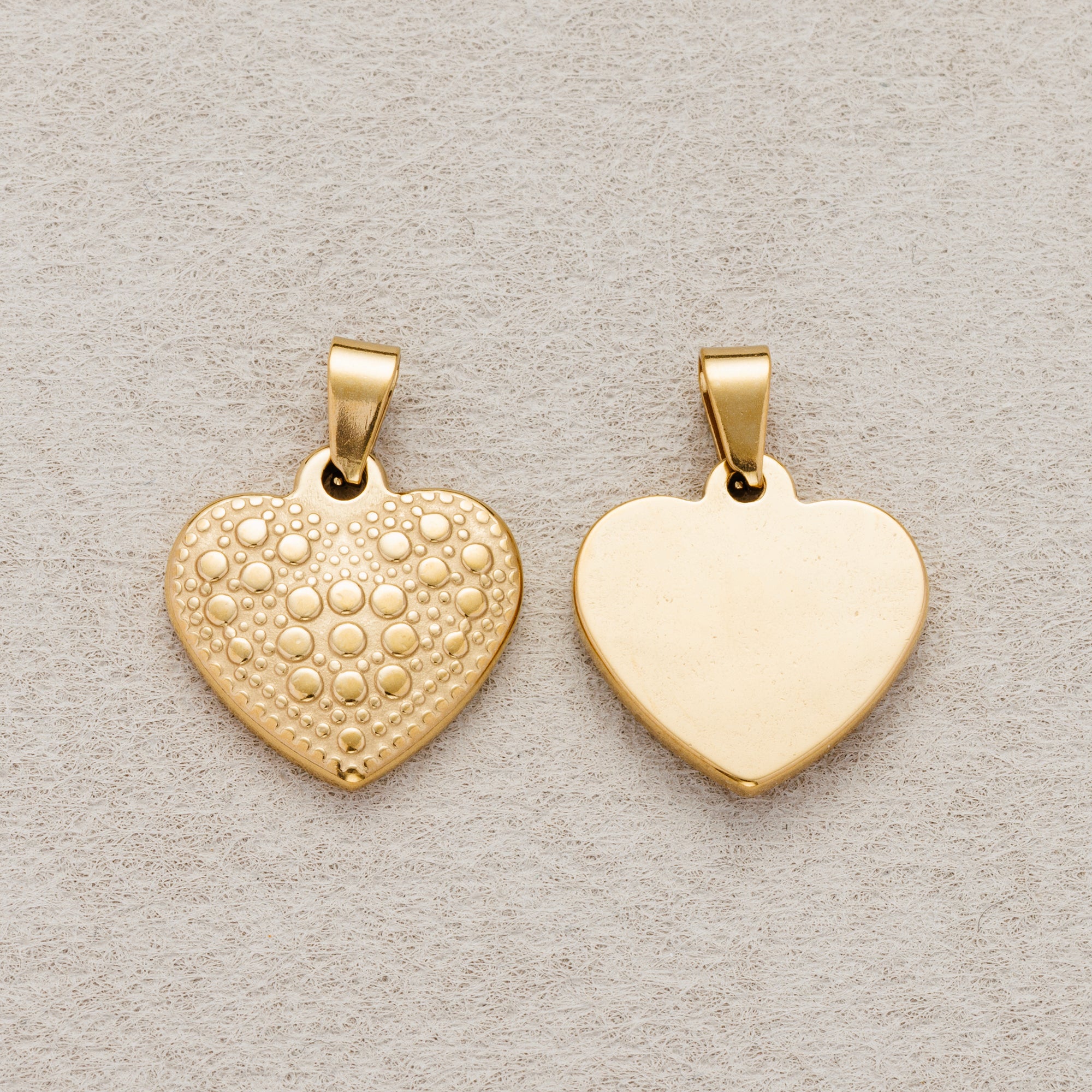 Launch Promo: 24K Gold PVD Stainless Steel Vintage Dotted Love Heart Pendant | Sold Each