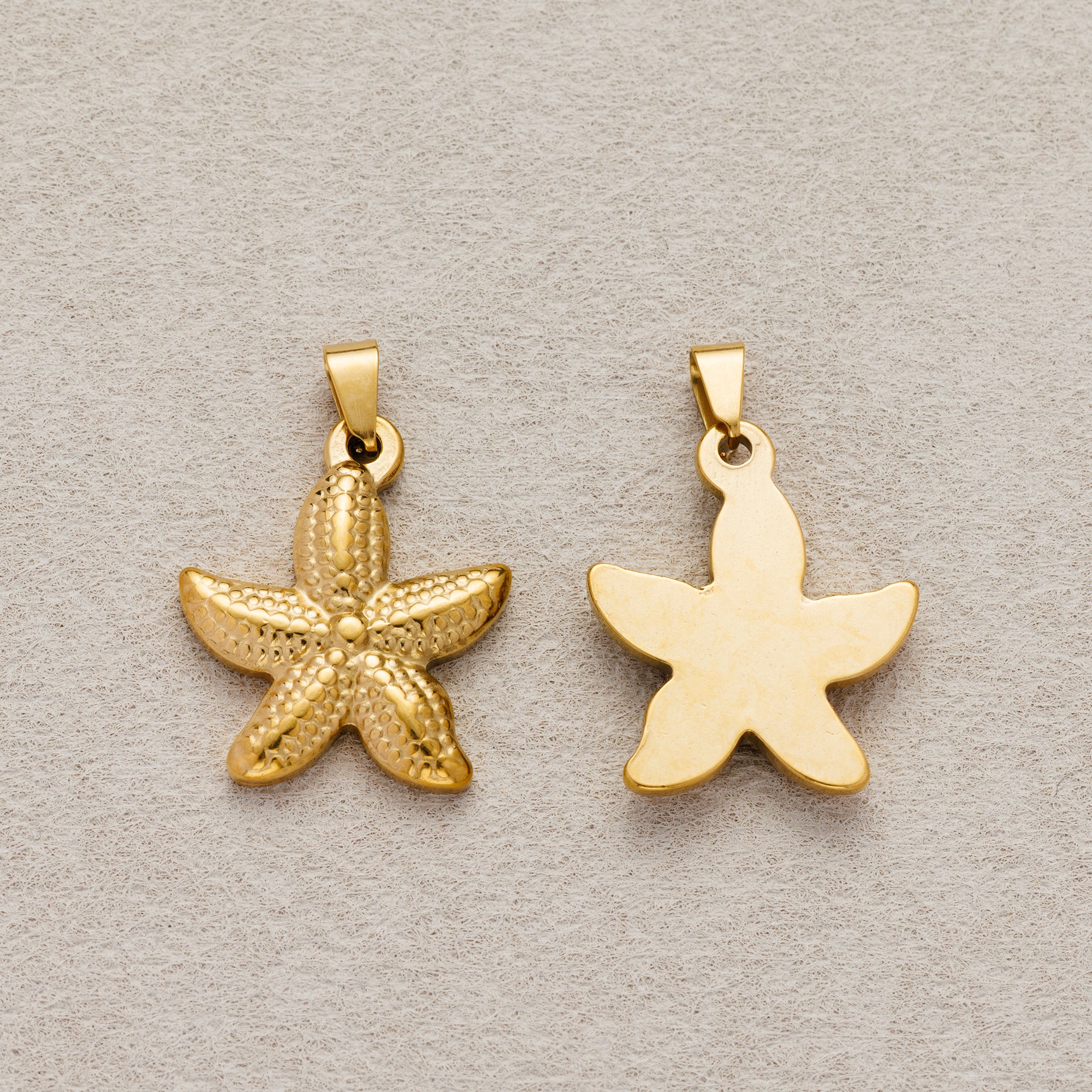 Launch Promo: 24K Gold PVD Stainless Steel Textured Ocean Starfish Pendant | Sold Each
