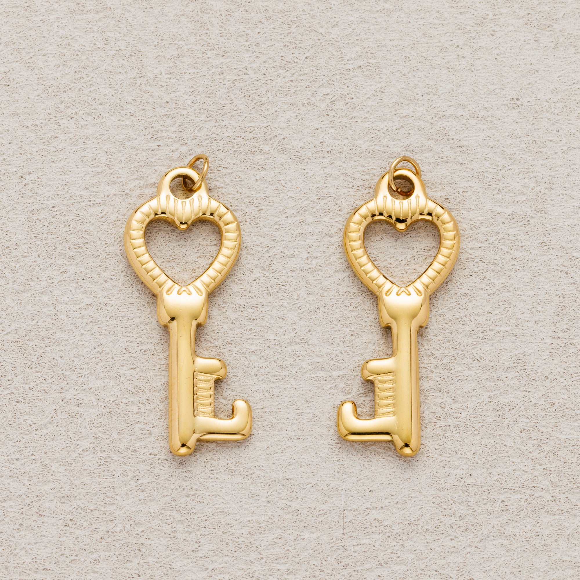 Launch Promo: 24K Gold PVD Stainless Steel Vintage Golden Love Heart Key Pendant | Sold Each
